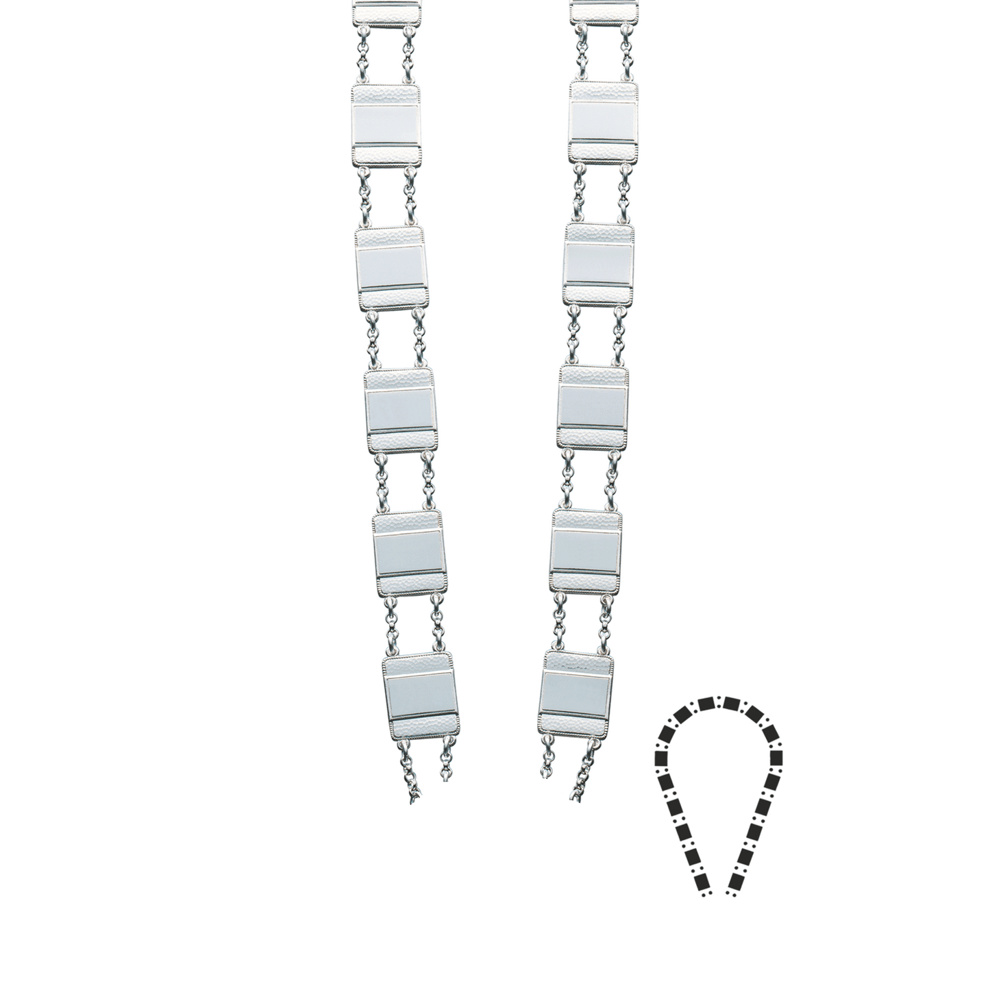 Schützenkette ohne Mittelstück, Messing, versilbert,
