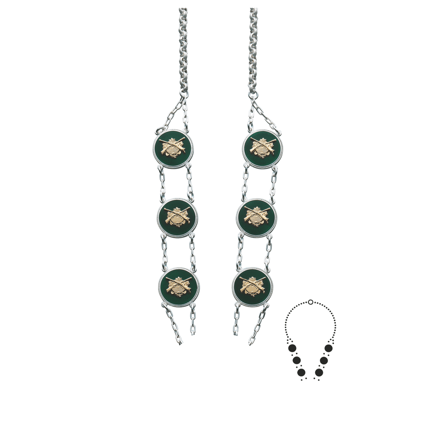 Schützenkette ohne Mittelstück, Messing, versilbert,