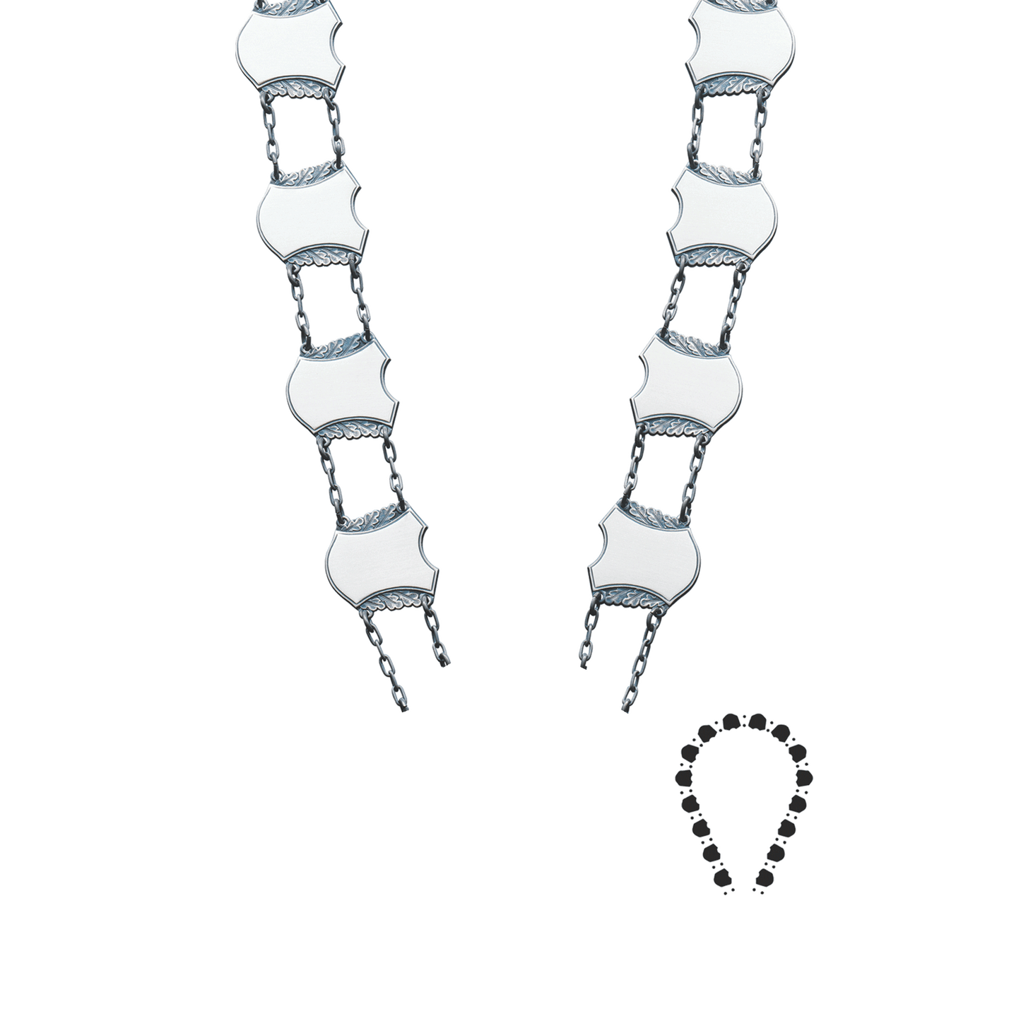 Schützenkette ohne Mittelstück, Messing, altsilber,