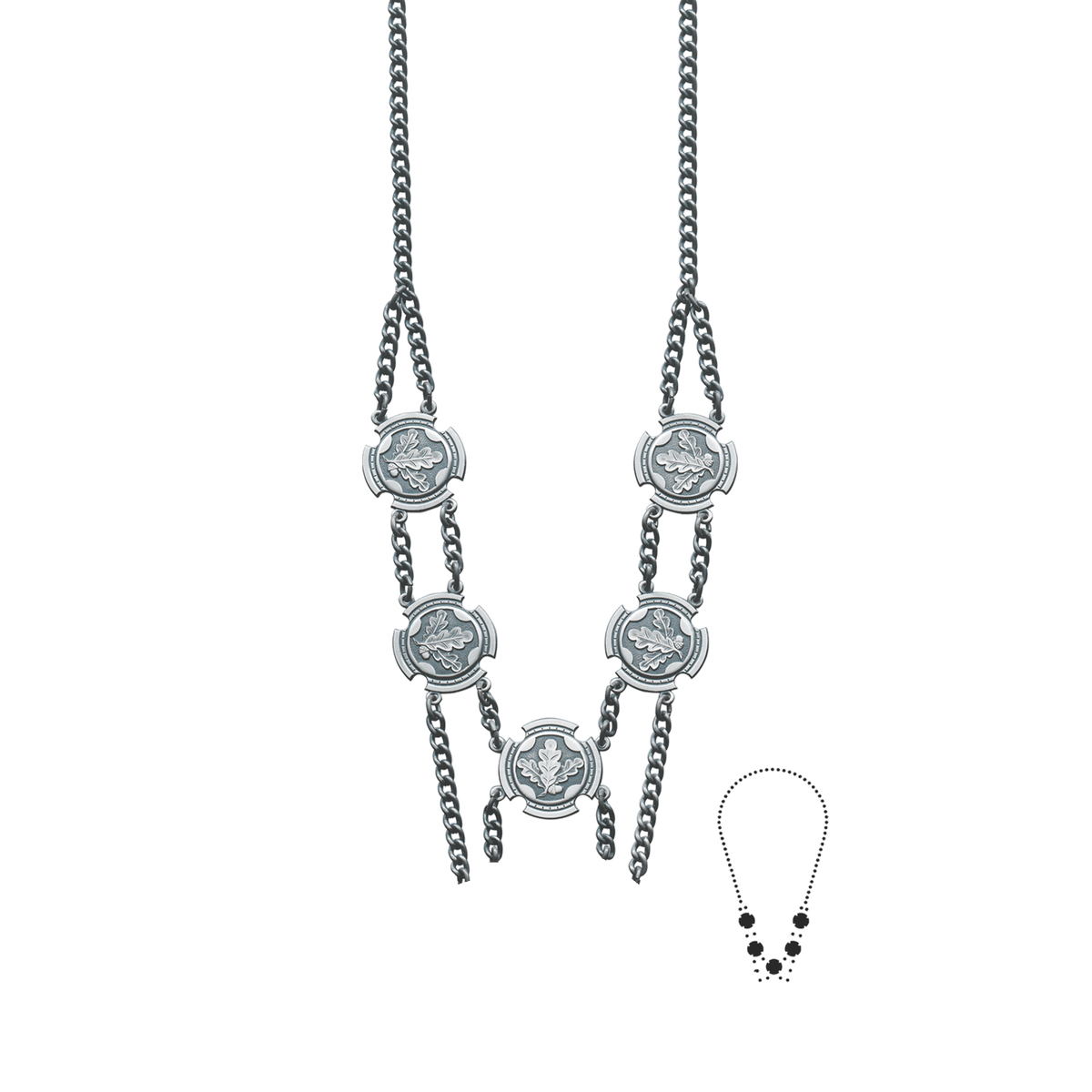 Schützenkette ohne Mittelstück, Messing, altsilber,