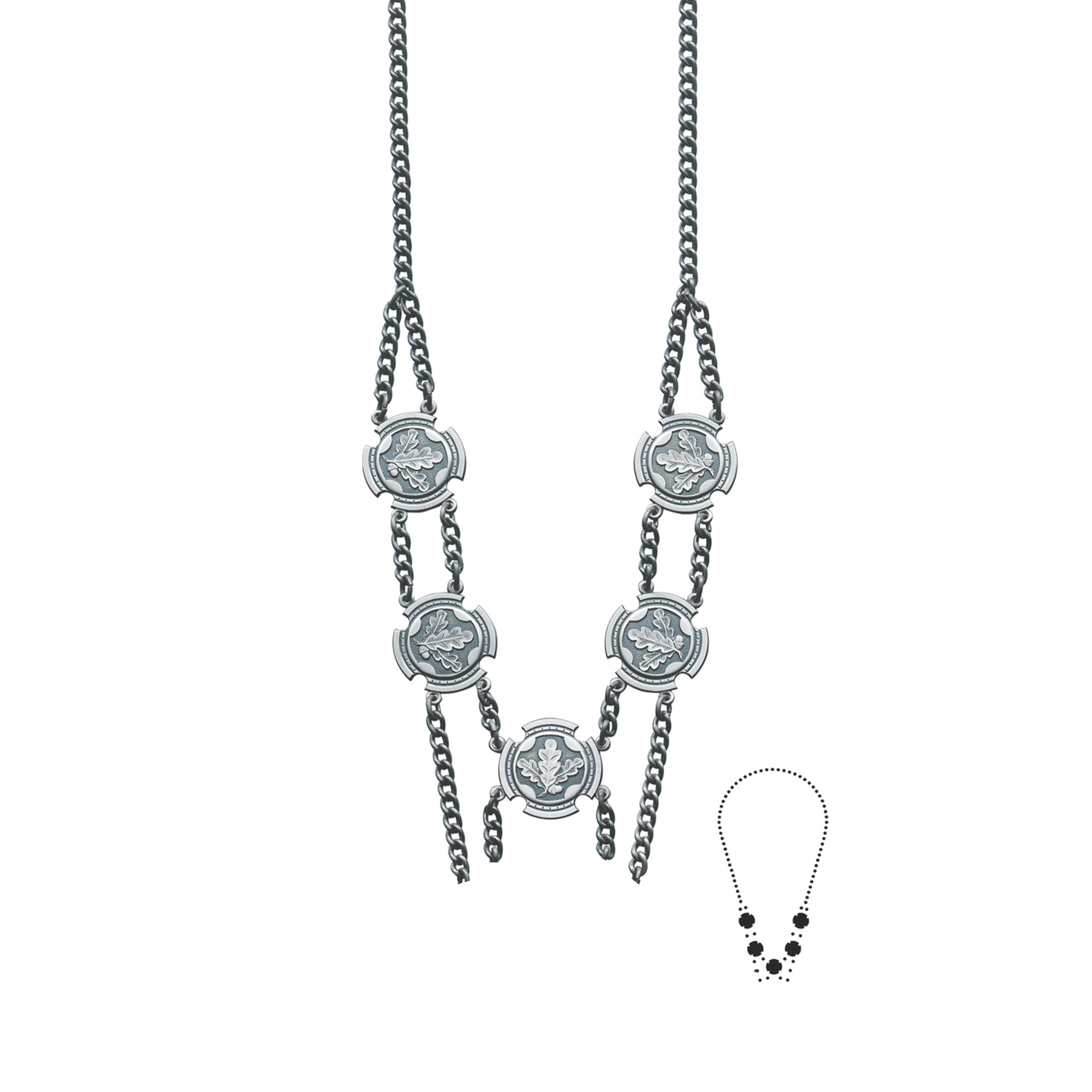 Schützenkette ohne Mittelstück, Messing, altsilber,