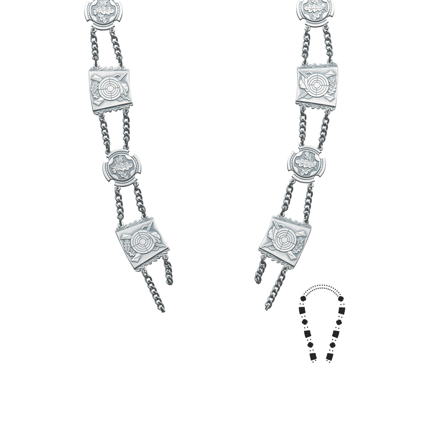 Schützenkette ohne Mittelstück, Messing, altsilber,