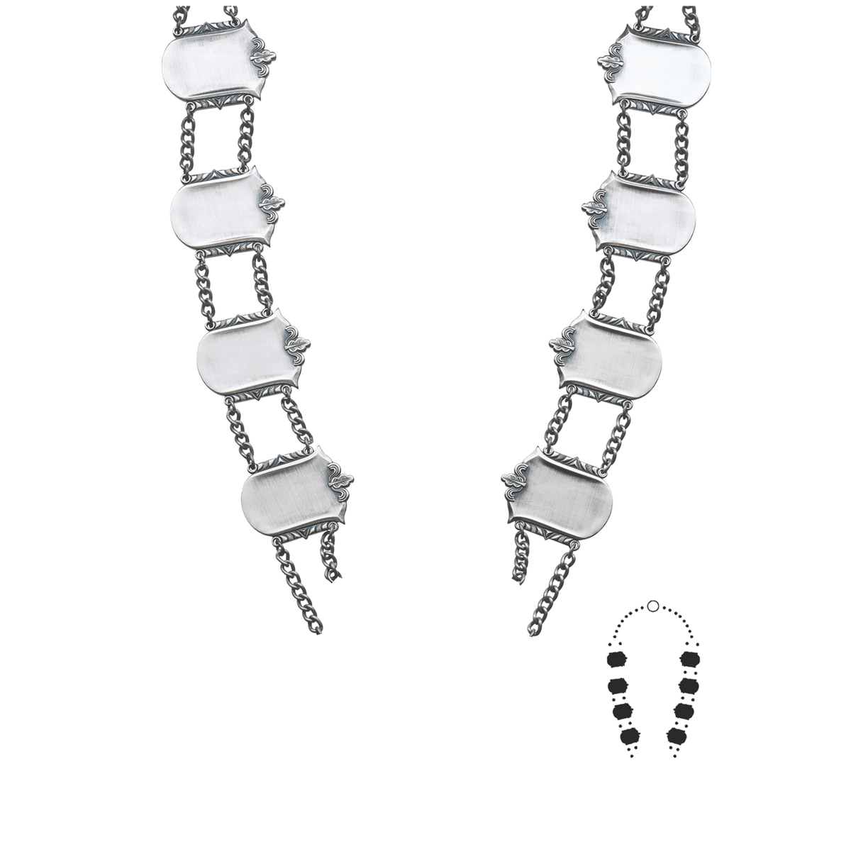 Schützenkette ohne Mittelstück, Messing, altsilber,