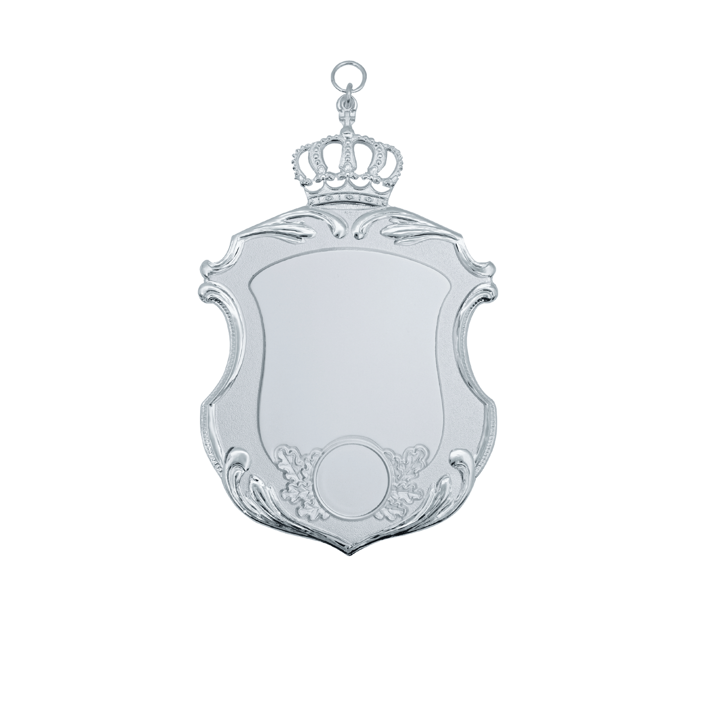 Schild, Messing, versilbert matt, Konturen Steinpolitur, mit Öse(n) und Ring(en)