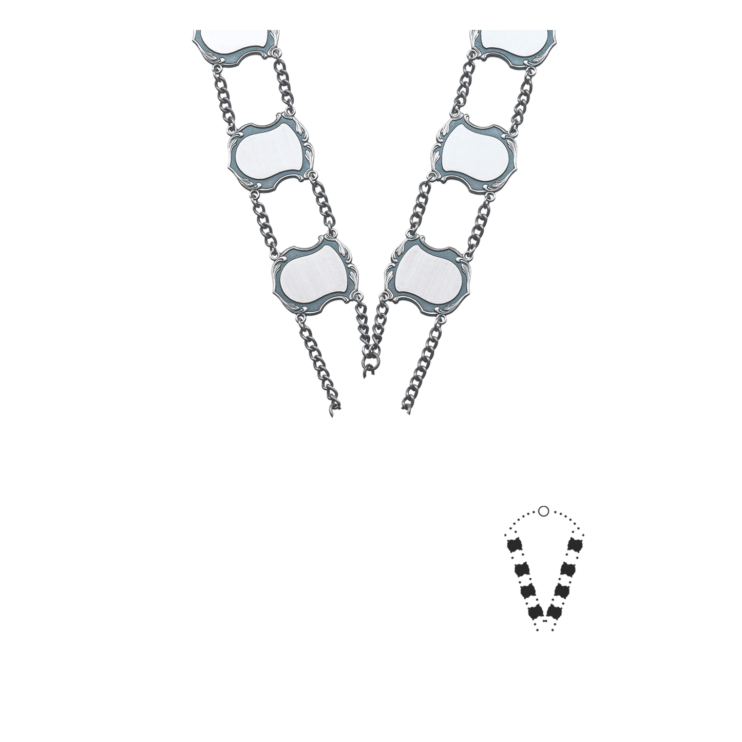 Schützenkette ohne Mittelstück, Messing, altsilber,