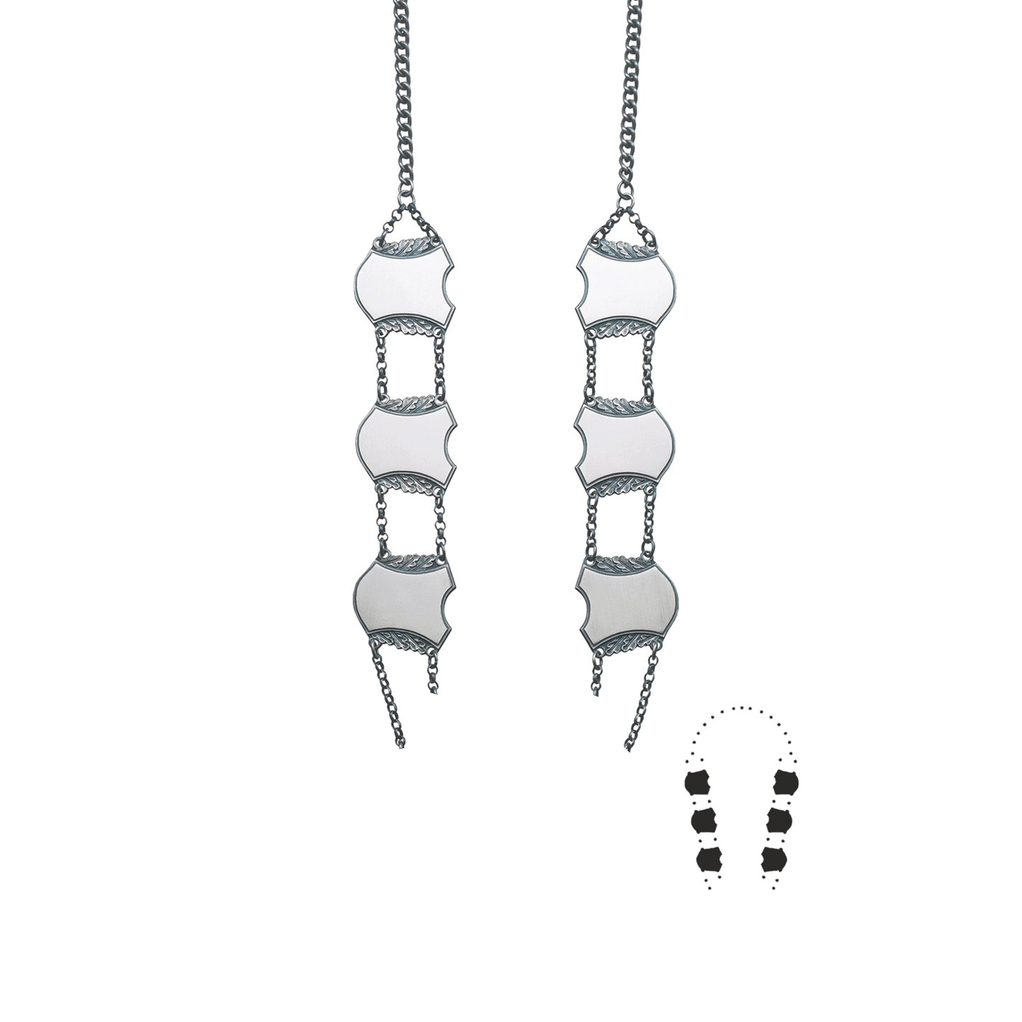 Schützenkette ohne Mittelstück, Messing, altsilber,