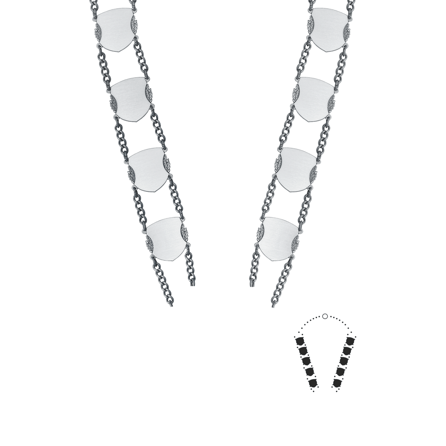 Schützenkette ohne Mittelstück, Messing, altsilber,