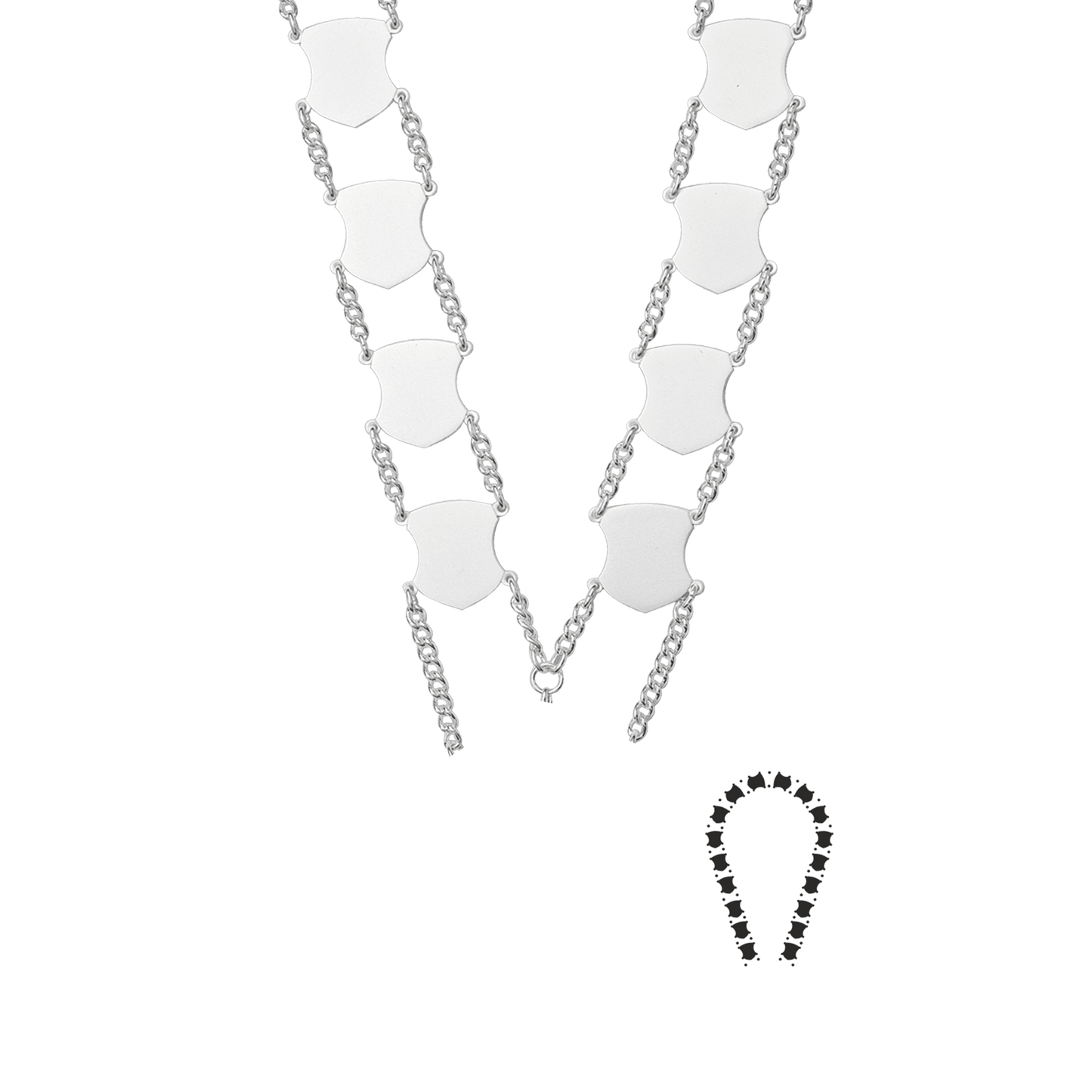 Schützenkette ohne Mittelstück, Messing, versilbert,