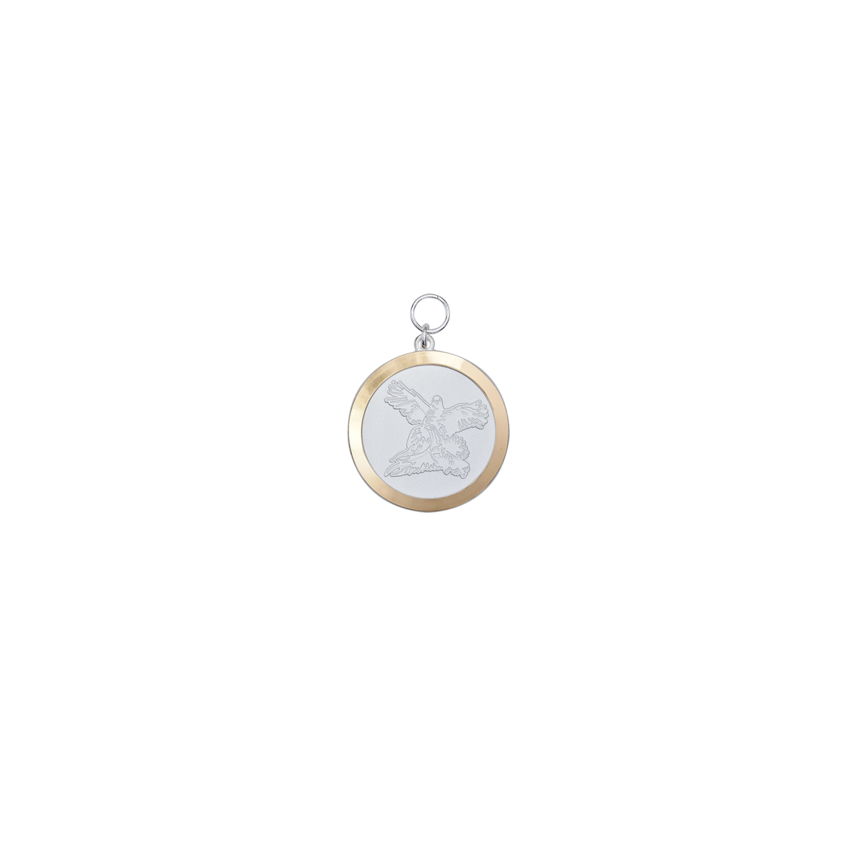 RESTPOSTEN Medaille FASAN mit REBHUHN, Messing, versilbert, mit Öse(n) und Ring(en)