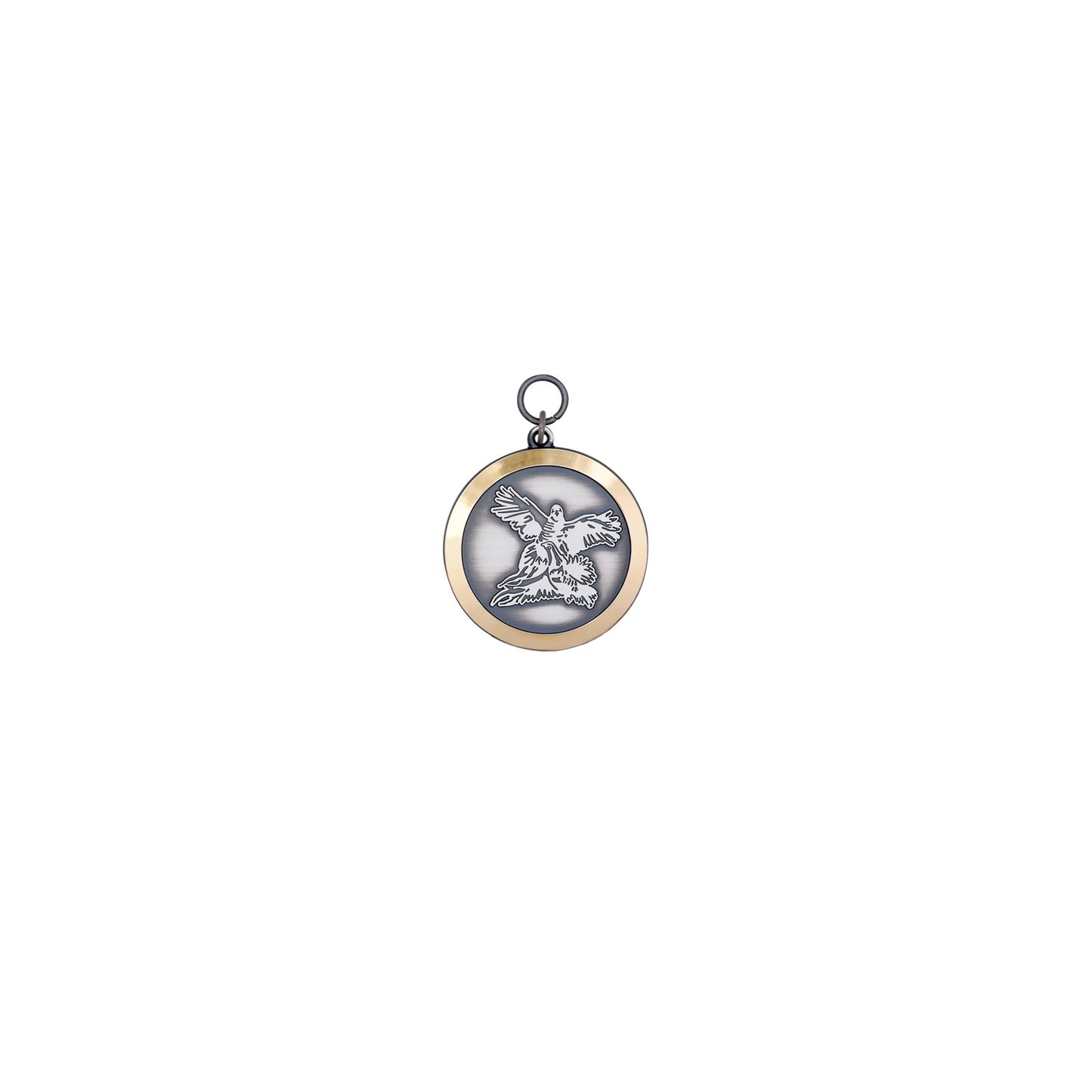 Medaille FASAN mit REBHUHN, Messing, altsilber, mit Öse(n) und Ring(en)