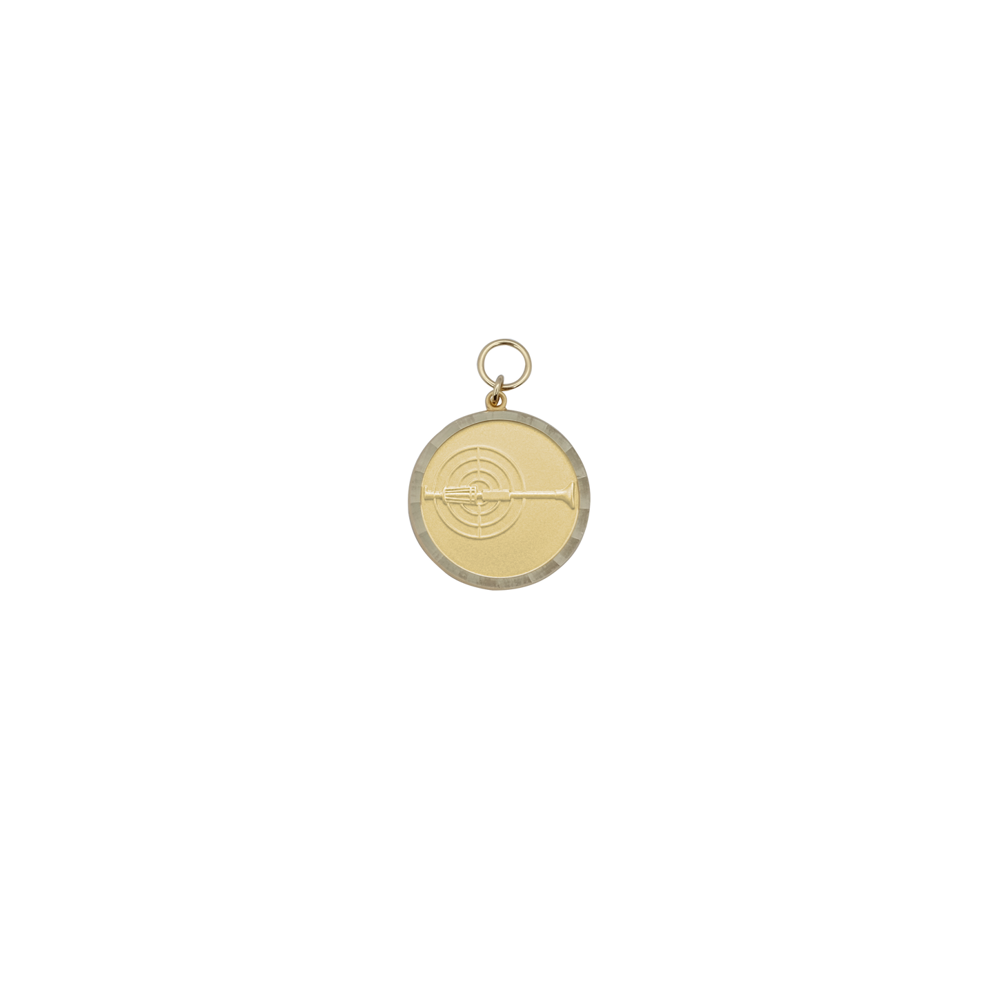 Medaille BLASROHR, Messing, vergoldet, mit Öse(n) und Ring(en)
