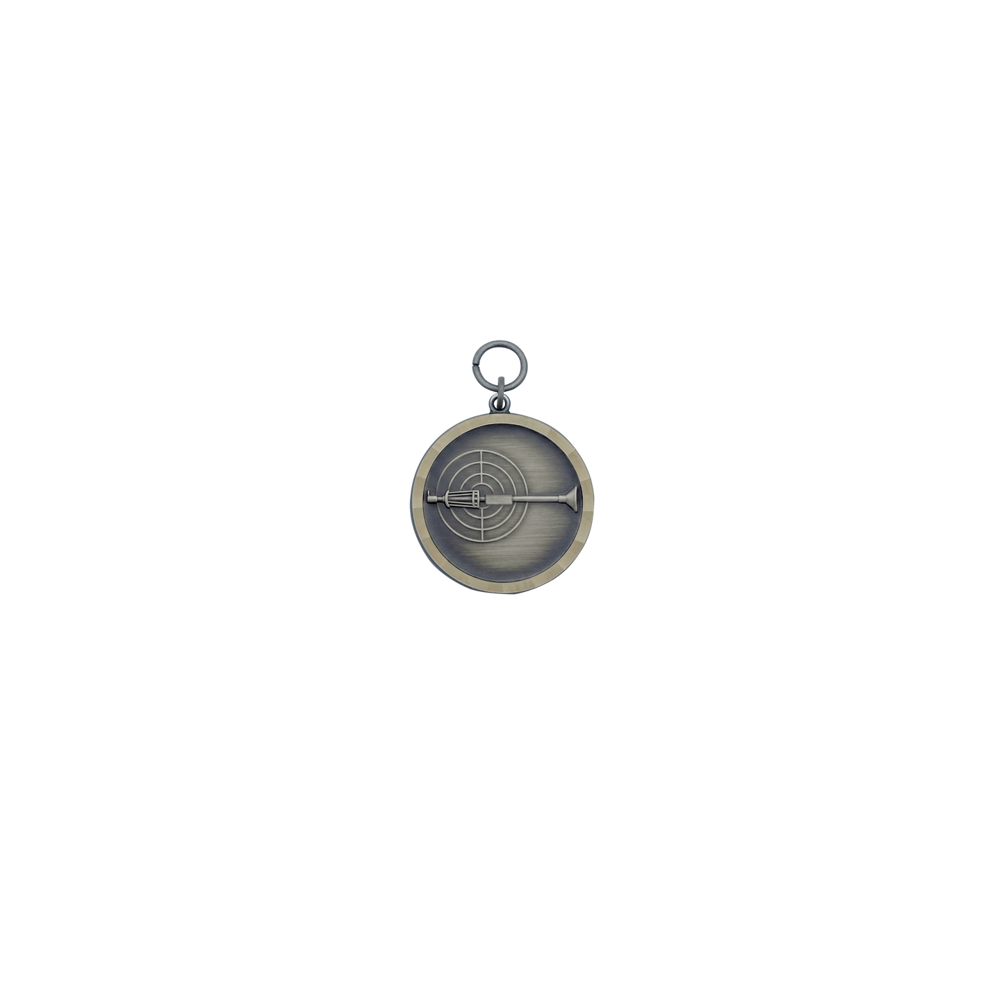 Medaille BLASROHR, Messing, altsilber, mit Öse(n) und Ring(en)