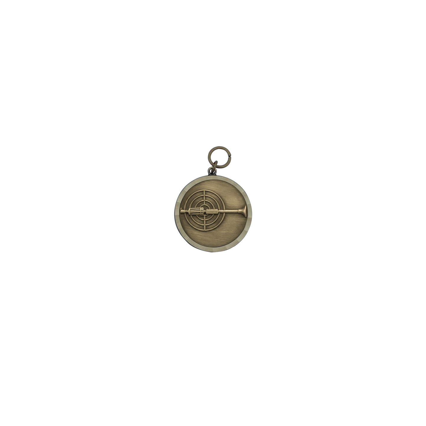 Medaille BLASROHR, Messing, bronzefarbig, mit Öse(n) und Ring(en)