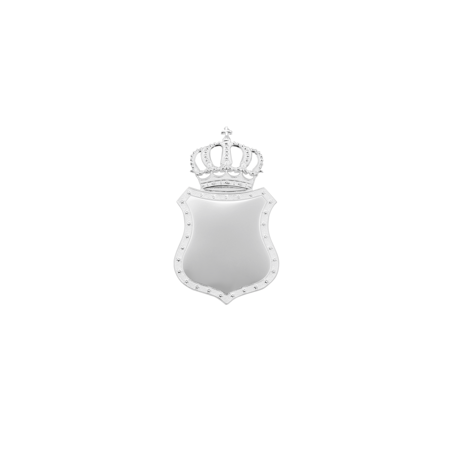 Schild, Messing, versilbert, mit Scharniernadel