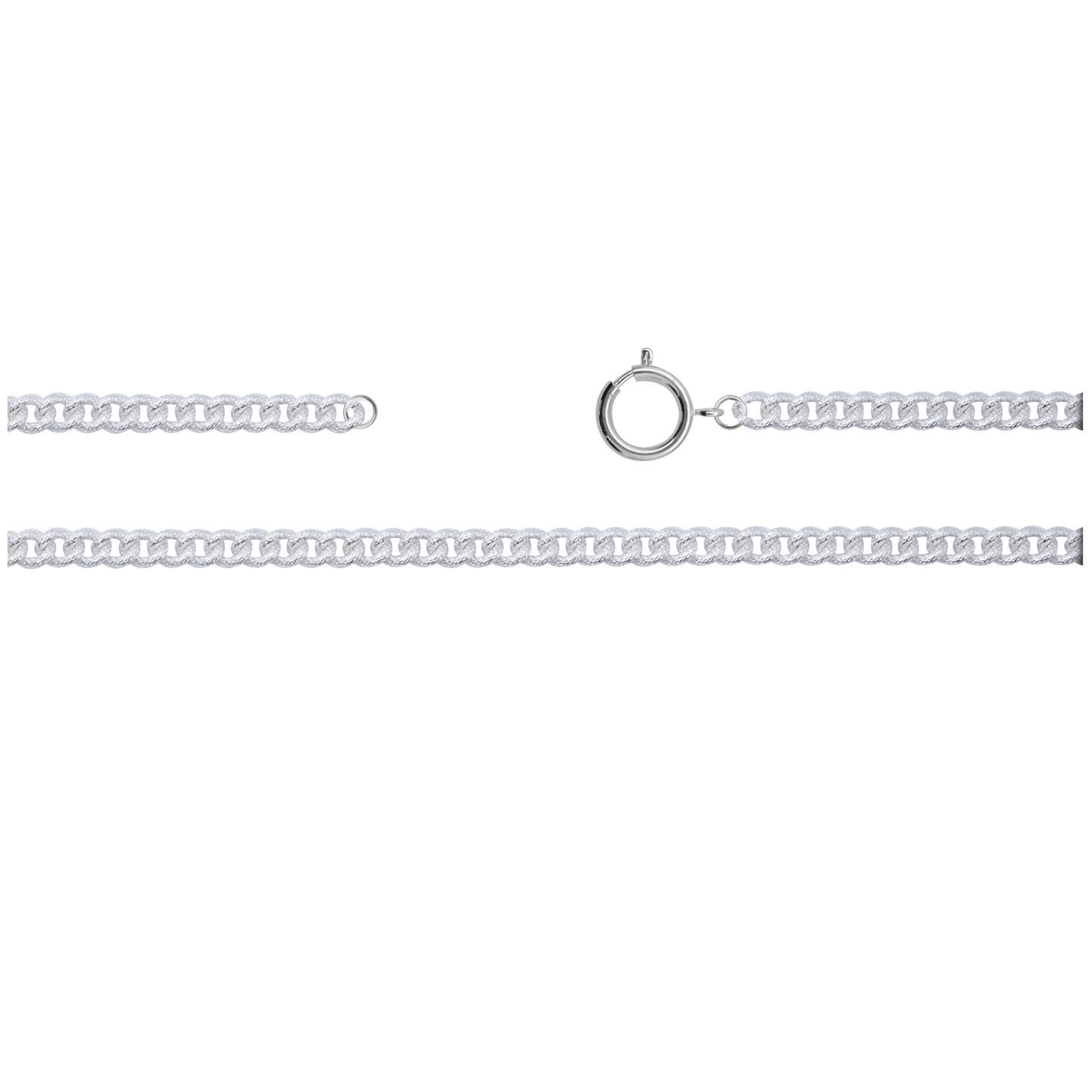 Kette, ca 75 cm mit Federring, Messing, versilbert