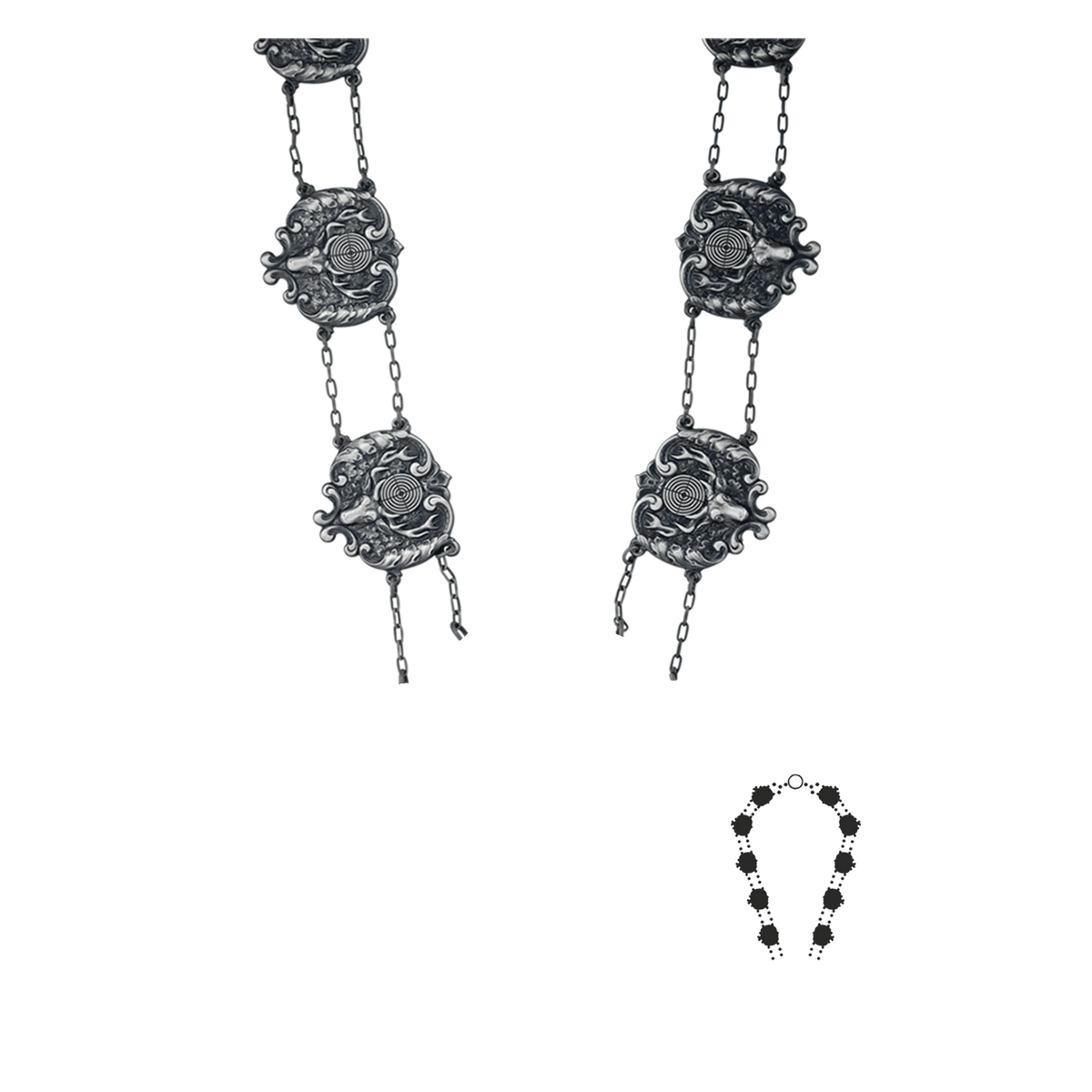 Schützenkette ohne Mittelstück, Messing, altsilber,