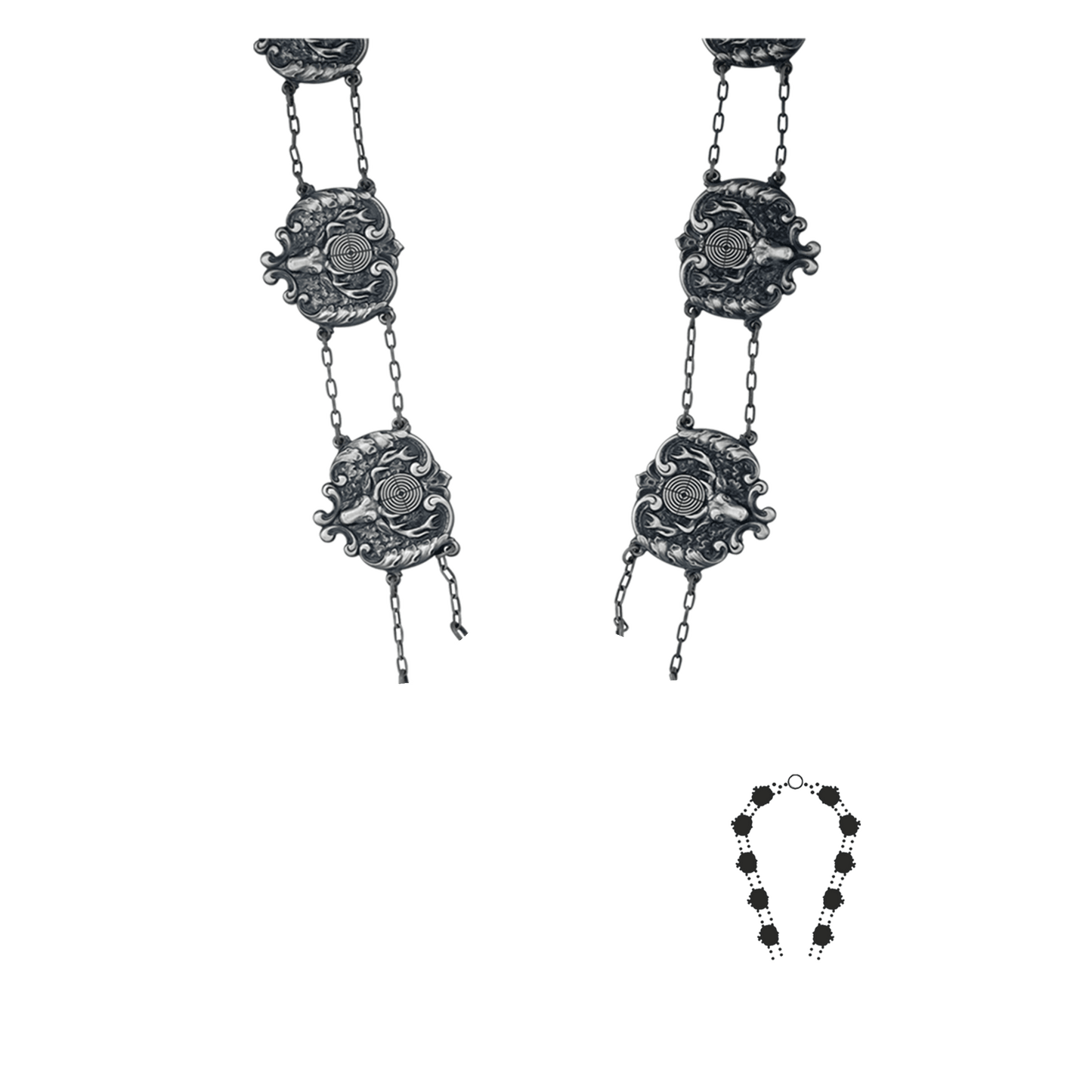 Schützenkette ohne Mittelstück, Messing, altsilber,