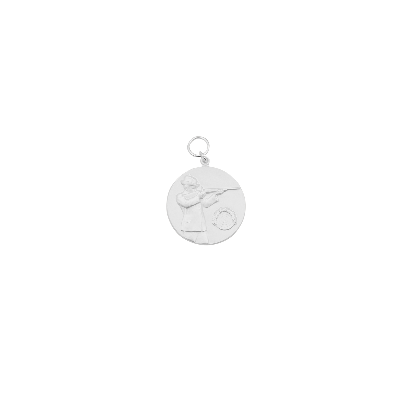 Medaille, 39mm, Messing, versilbert, mit Öse(n) und Ring(en)