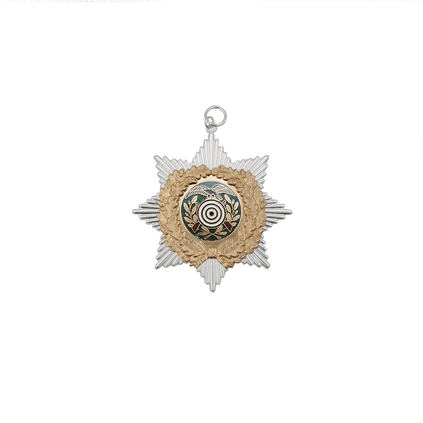 Orden, Messing, versilbert, mit Öse(n) und Ring(en)