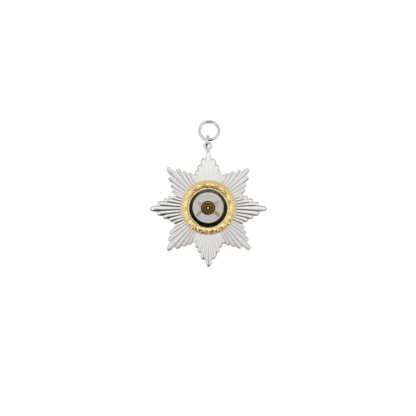 Orden, Messing, versilbert, mit Öse(n) und Ring(en)