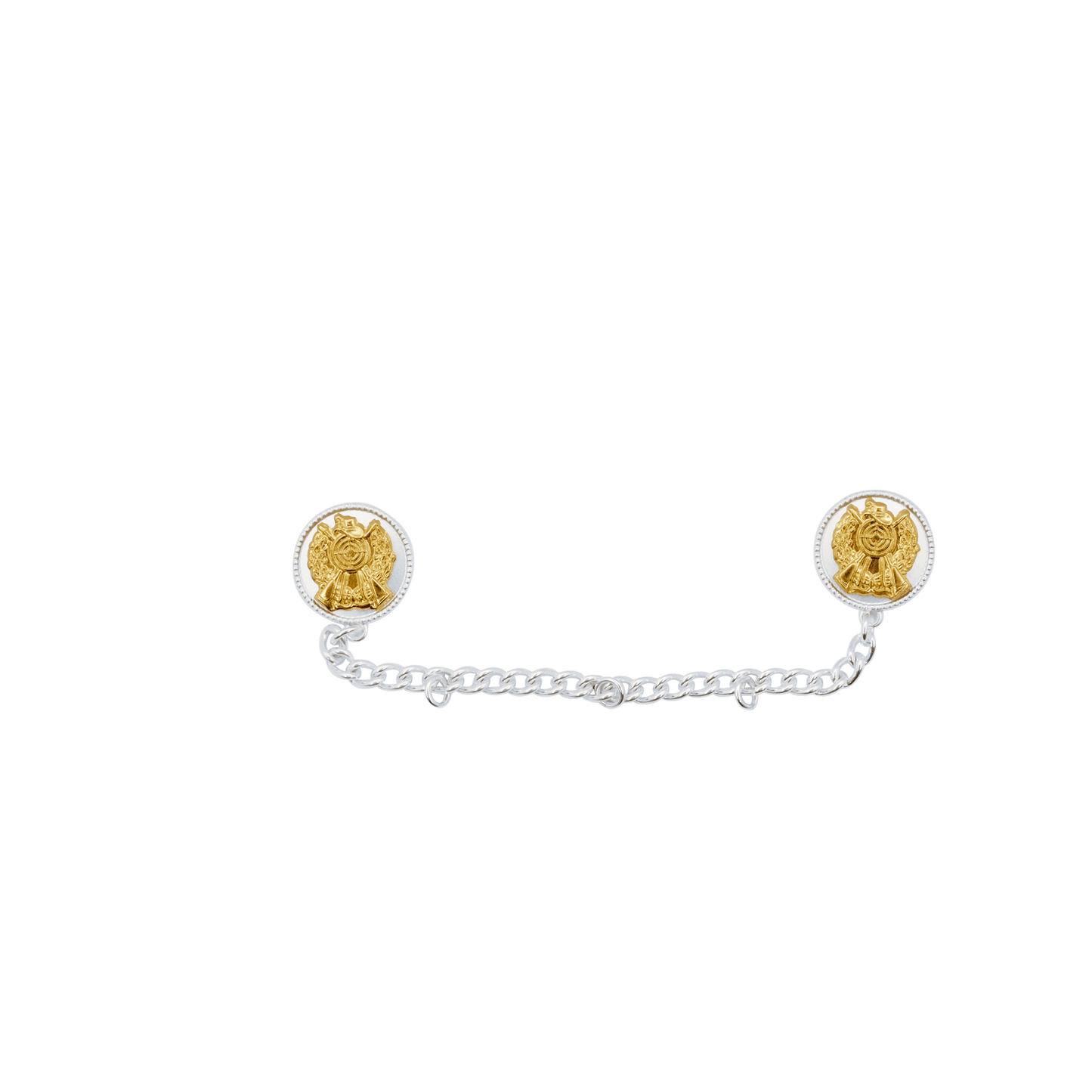 Ordenskette für 3 Orden mit Auflagen 01609-10, Messing, versilbert, mit Scharniernadel