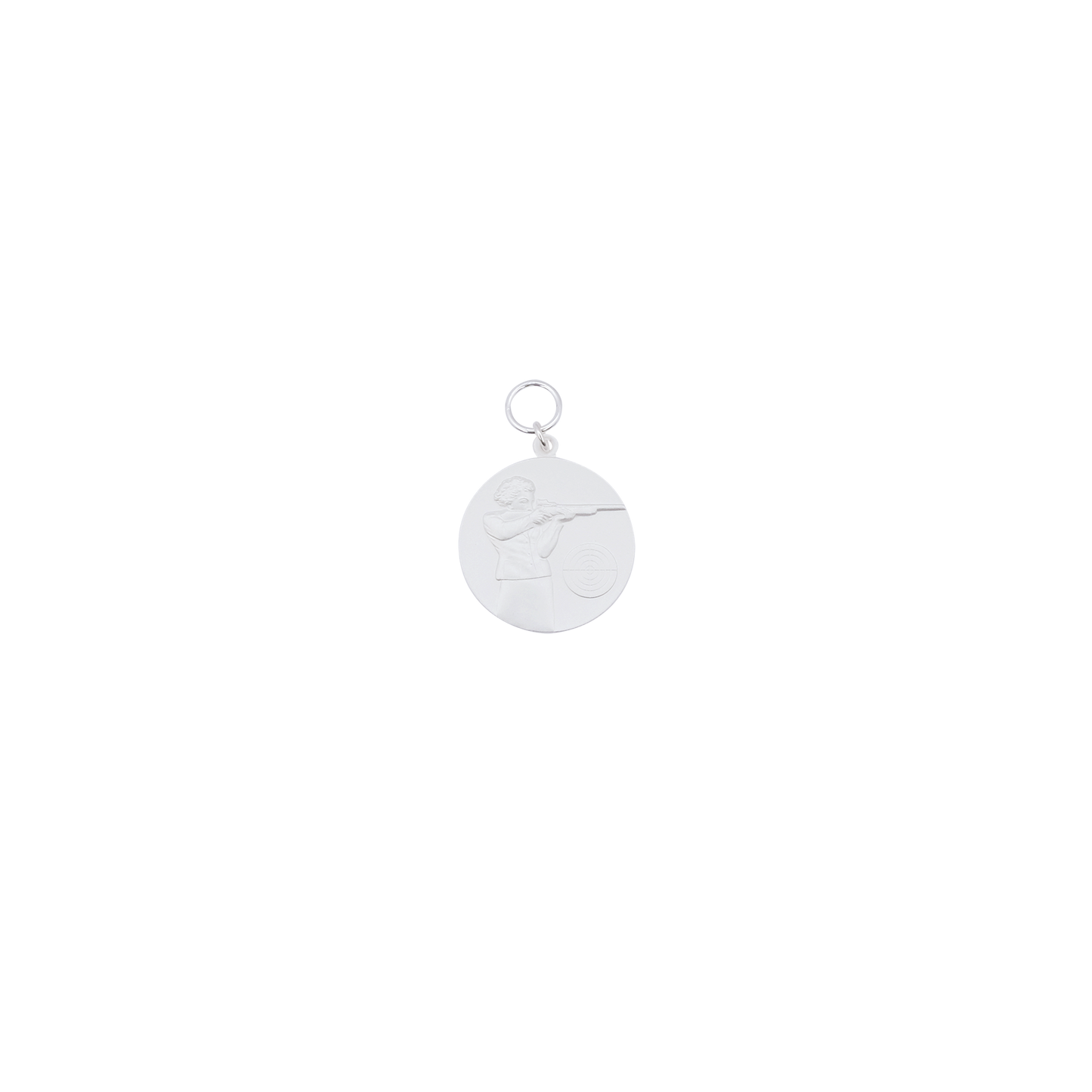 Medaille, 33mm, Messing, versilbert, mit Öse(n) und Ring(en)