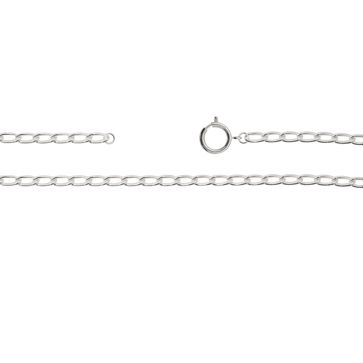 Kette, ca 75 cm mit Federring, Messing, versilbert, mit Federring