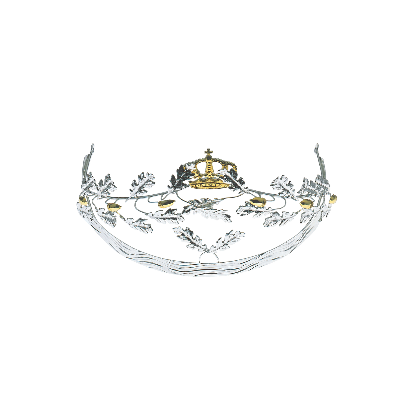 Diadem, Eicheln und Krone ziervergoldet, Messing, versilbert,