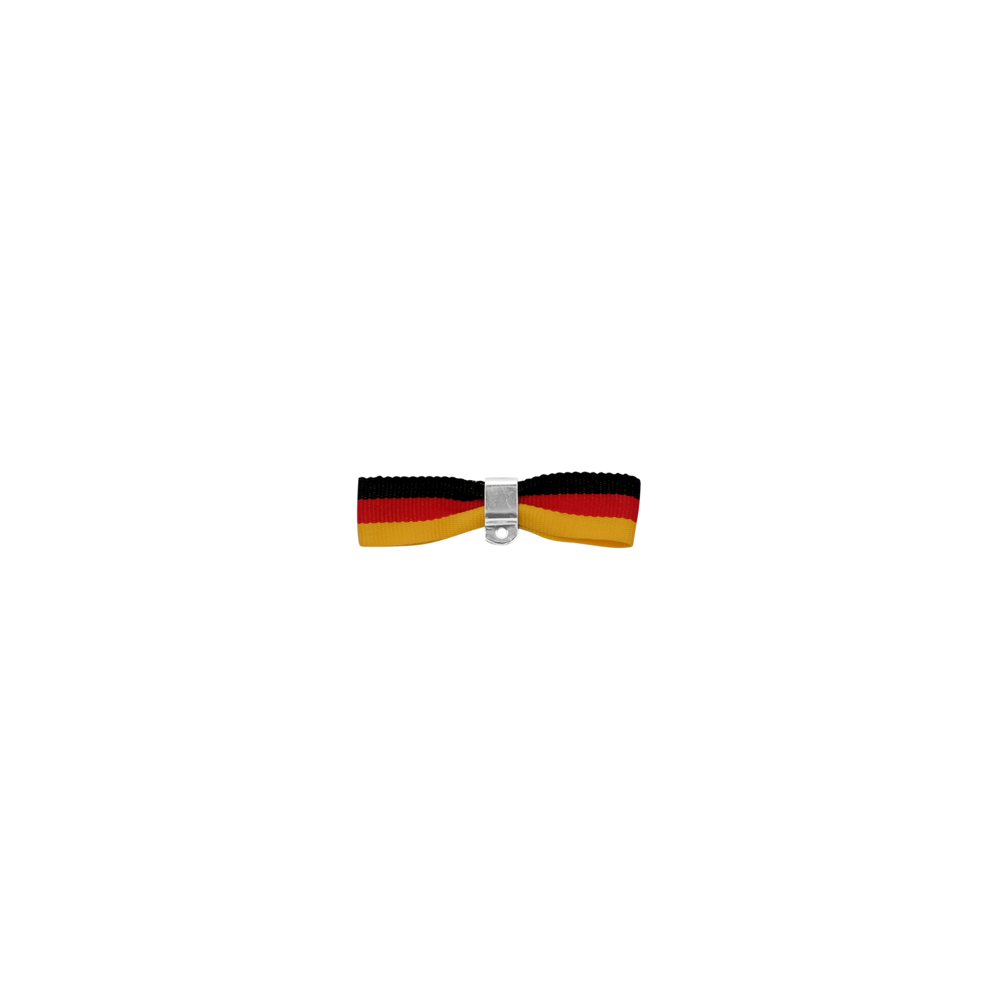 Bandschleife, Schwarz-Rot-Gelb, Textil, ohne galvanische Oberfläche, mit Sicherheitsnadel