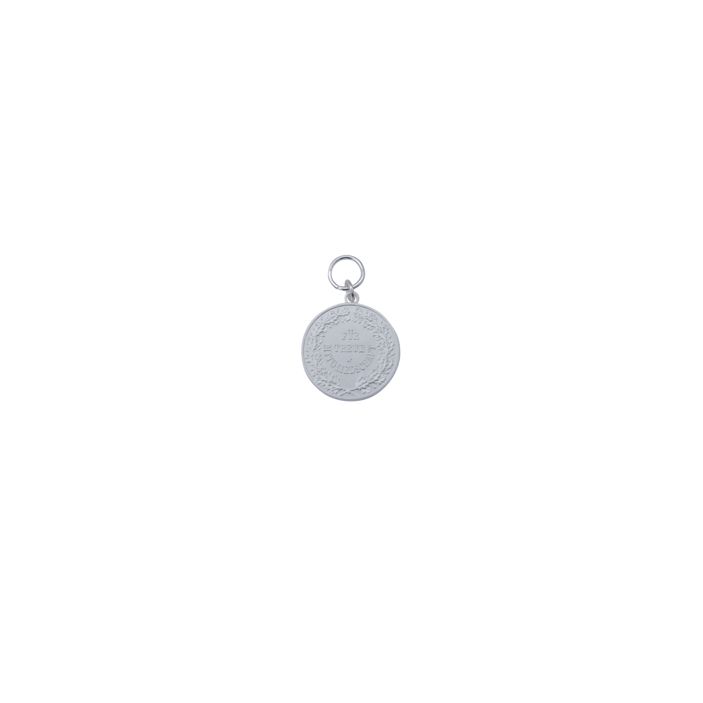 Medaille, 28mm, Messing, versilbert, mit Öse(n) und Ring(en)