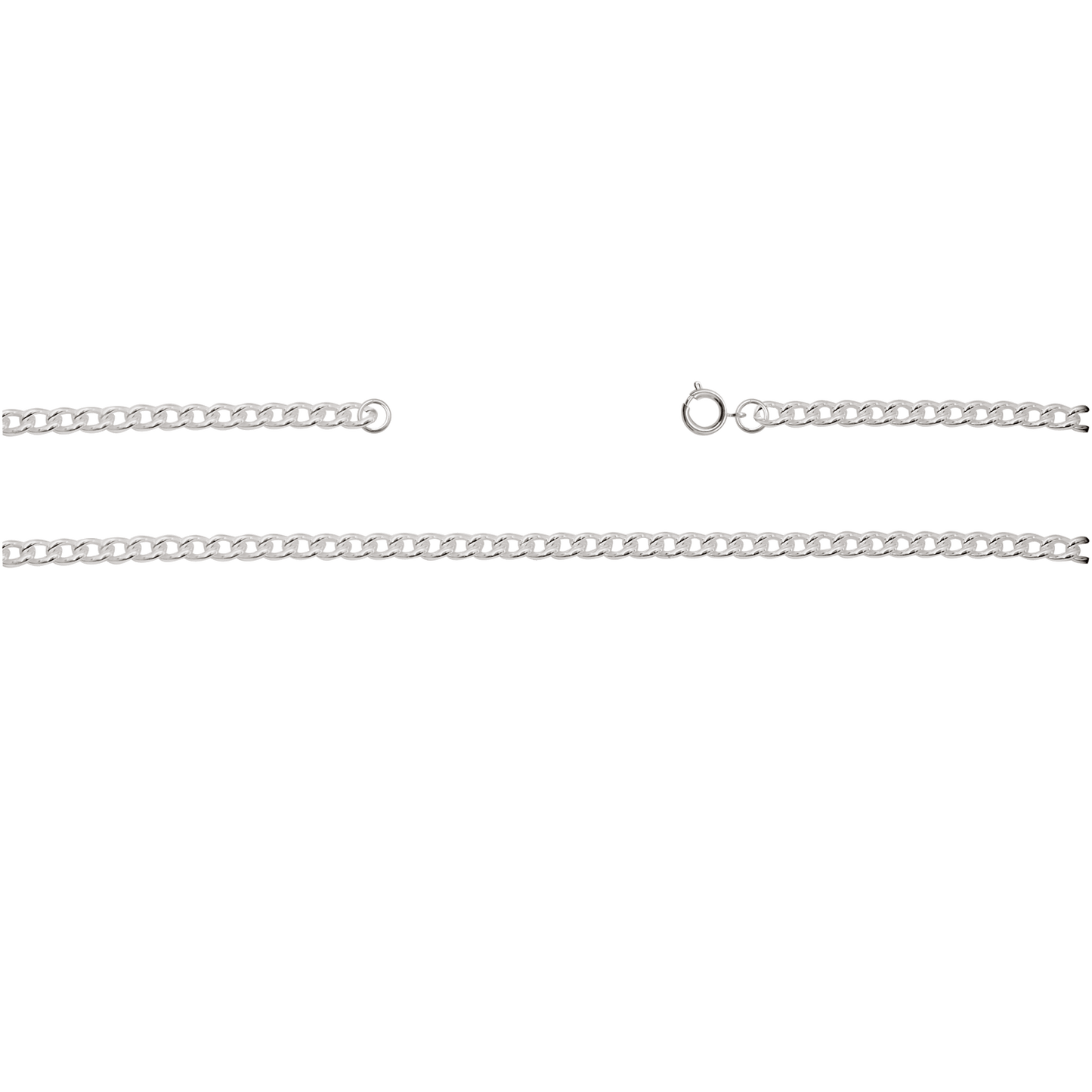 Kette, ca 75 cm mit Federring, Messing, versilbert