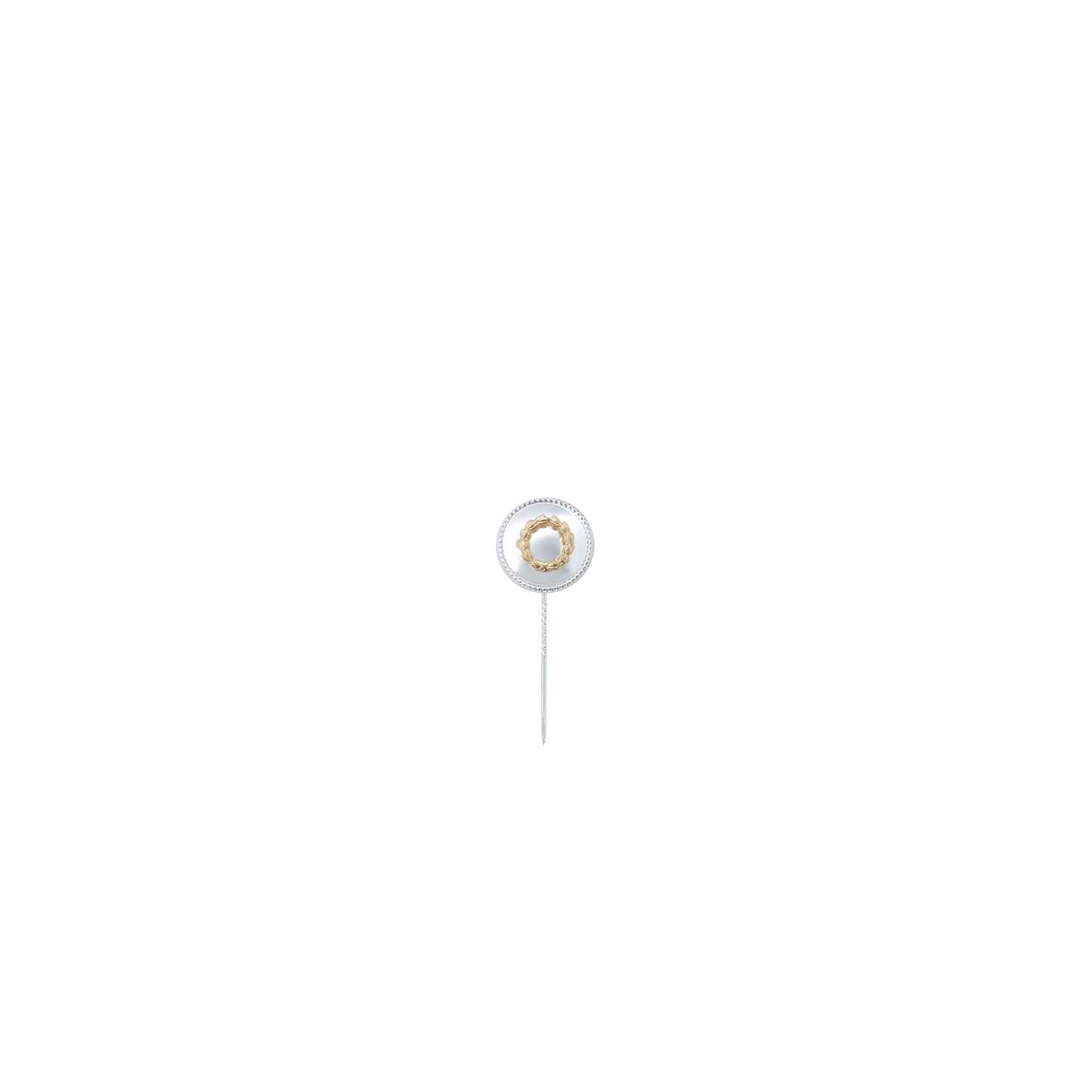 Abzeichen mit Ring, Messing, versilbert, mit langer Nadel