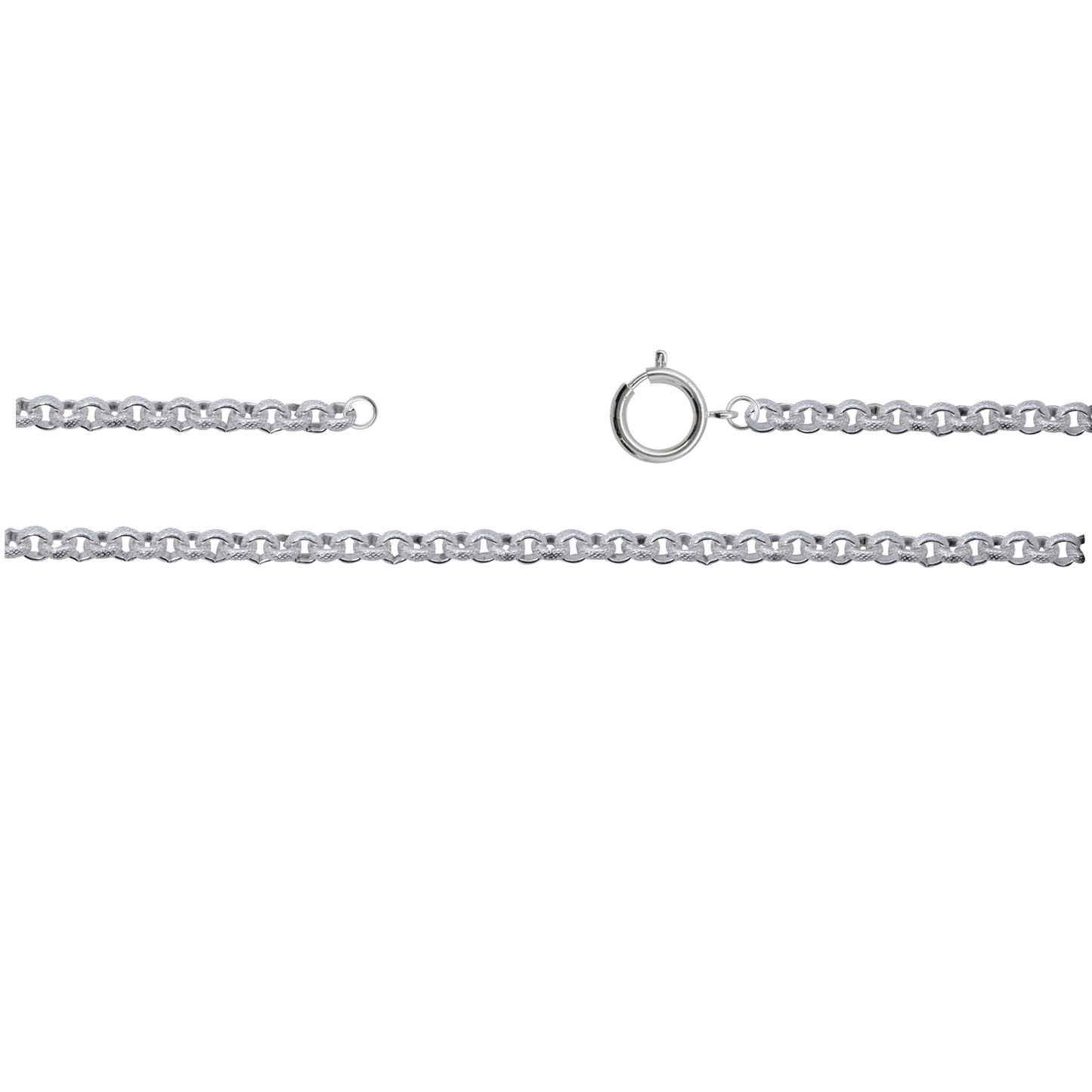 Kette, ca 75 cm mit Federring, Messing, versilbert