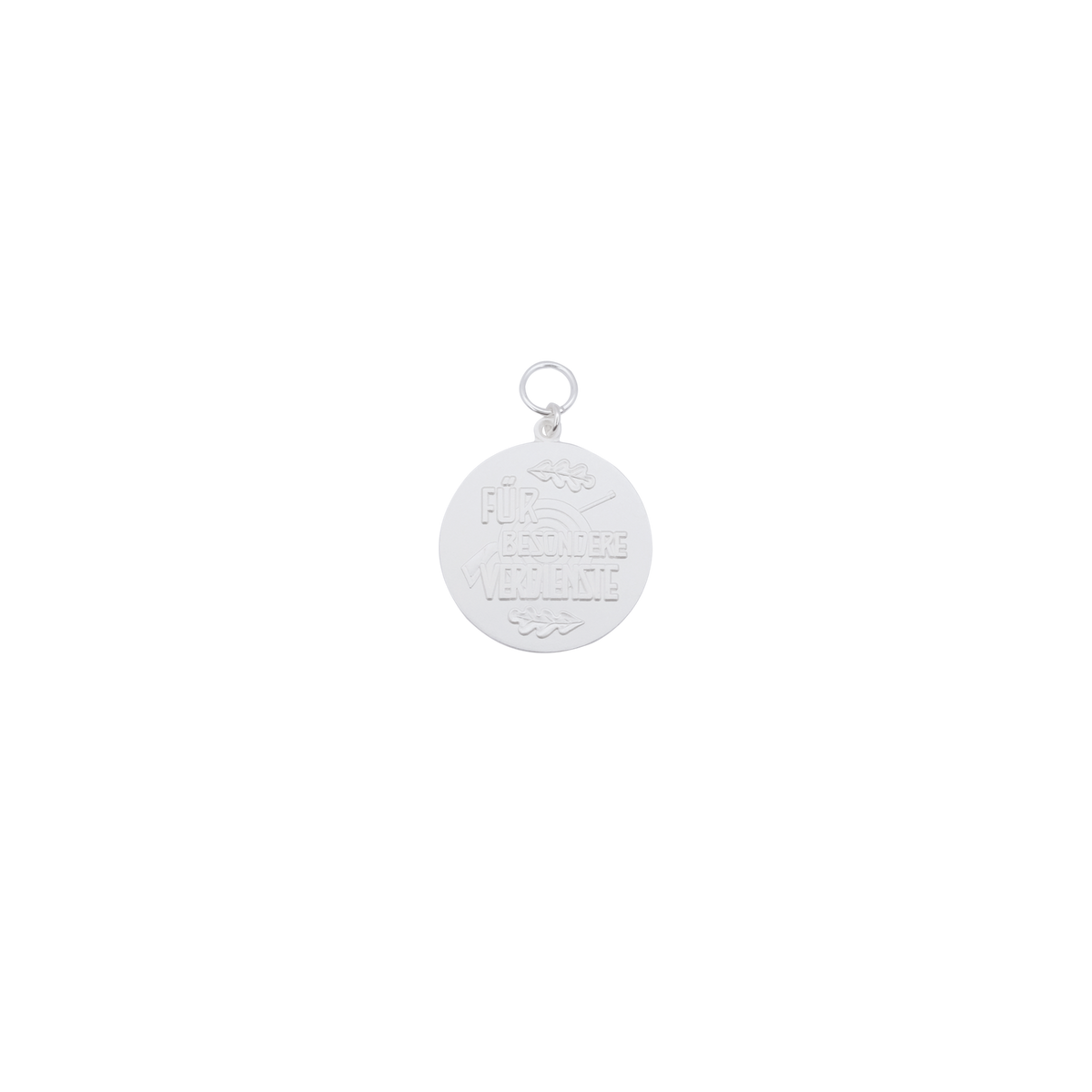 Medaille FÜR BESONDERE VERDIENSTE, 39mm, Messing, versilbert, mit Öse(n) und Ring(en)
