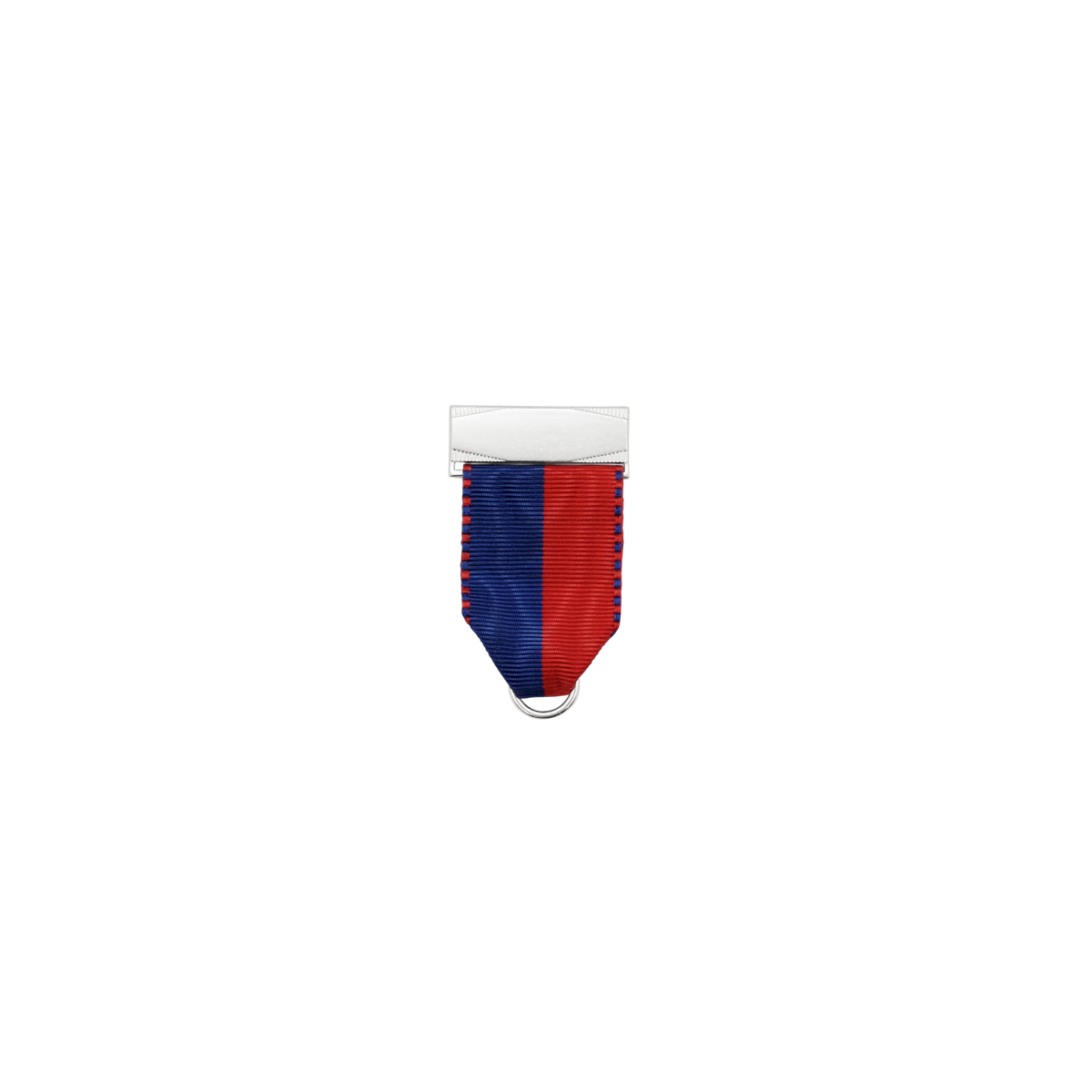Bandhalter, Azurblau-Rot, Textil, versilbert, mit Scharniernadel