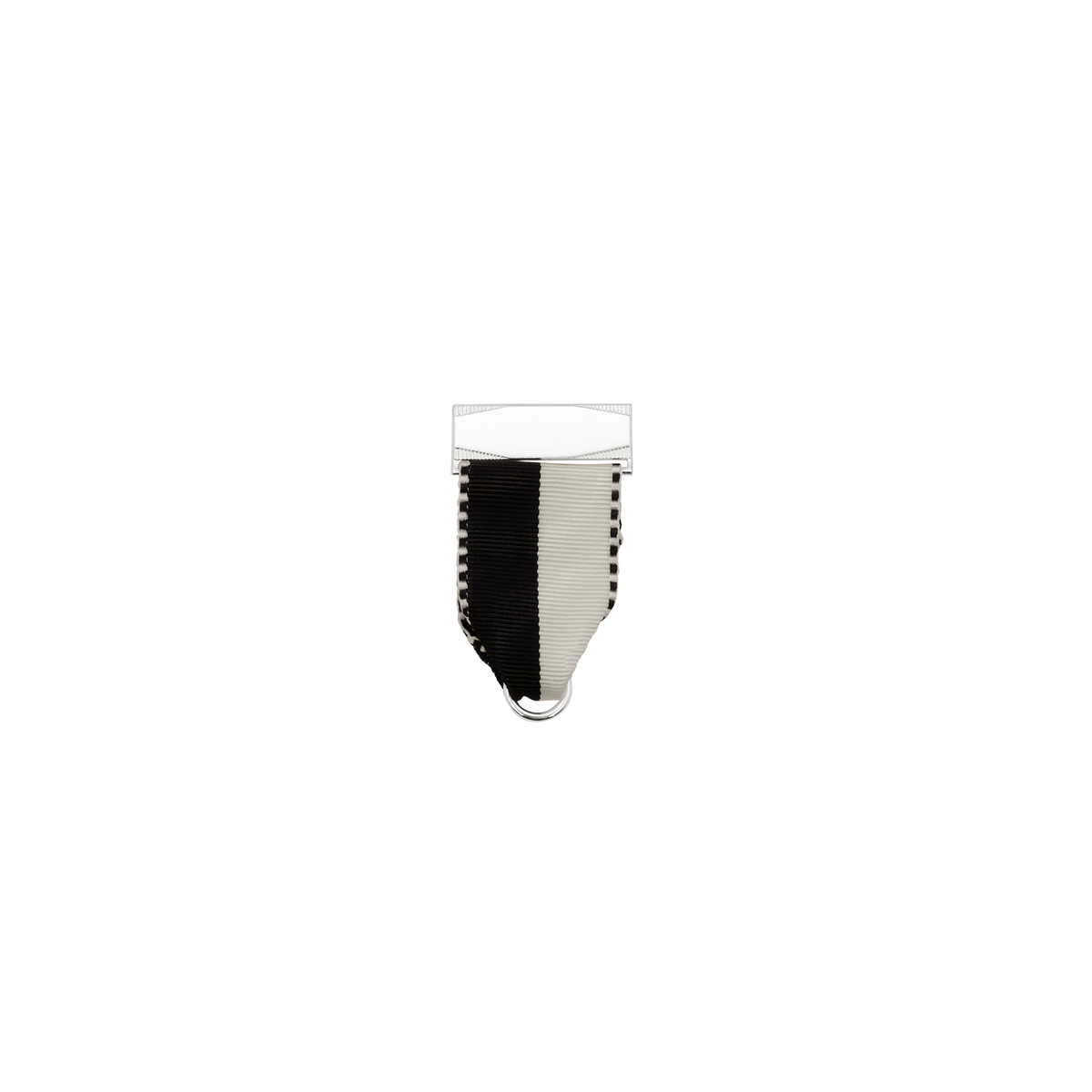 Bandhalter, Schwarz-Weiß, Textil, versilbert, mit Scharniernadel