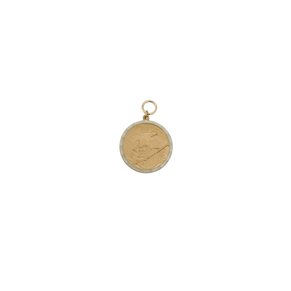 Medaille, Messing, vergoldet, mit Öse(n) und Ring(en)