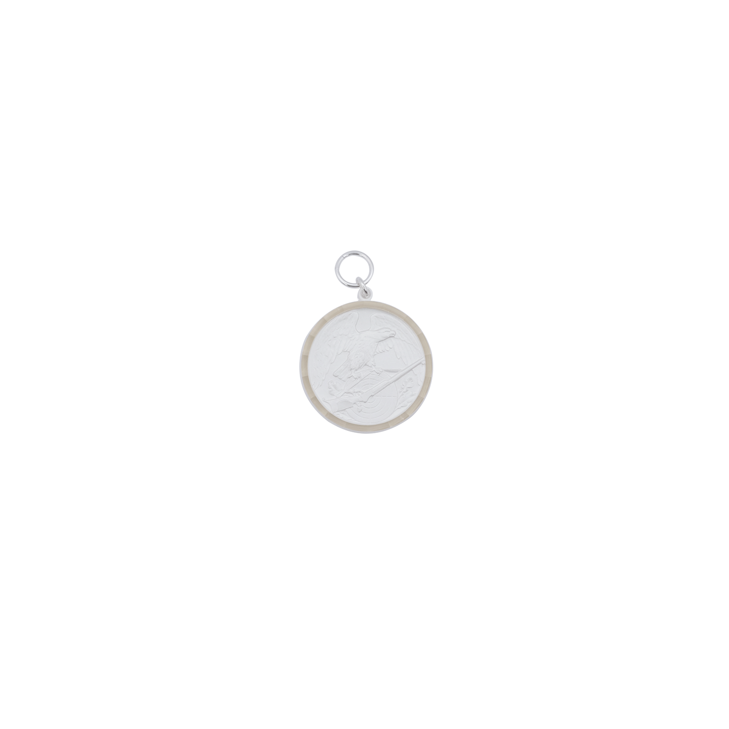 Medaille, Messing, versilbert, mit Öse(n) und Ring(en)