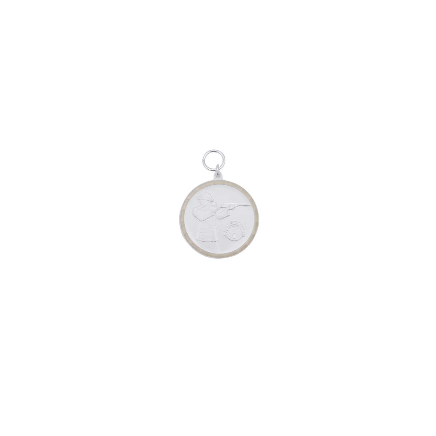 Medaille, Messing, versilbert, mit Öse(n) und Ring(en)