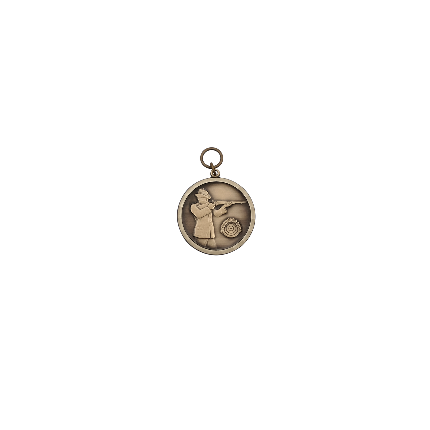 Medaille, Messing, bronzefarbig, mit Öse(n) und Ring(en)