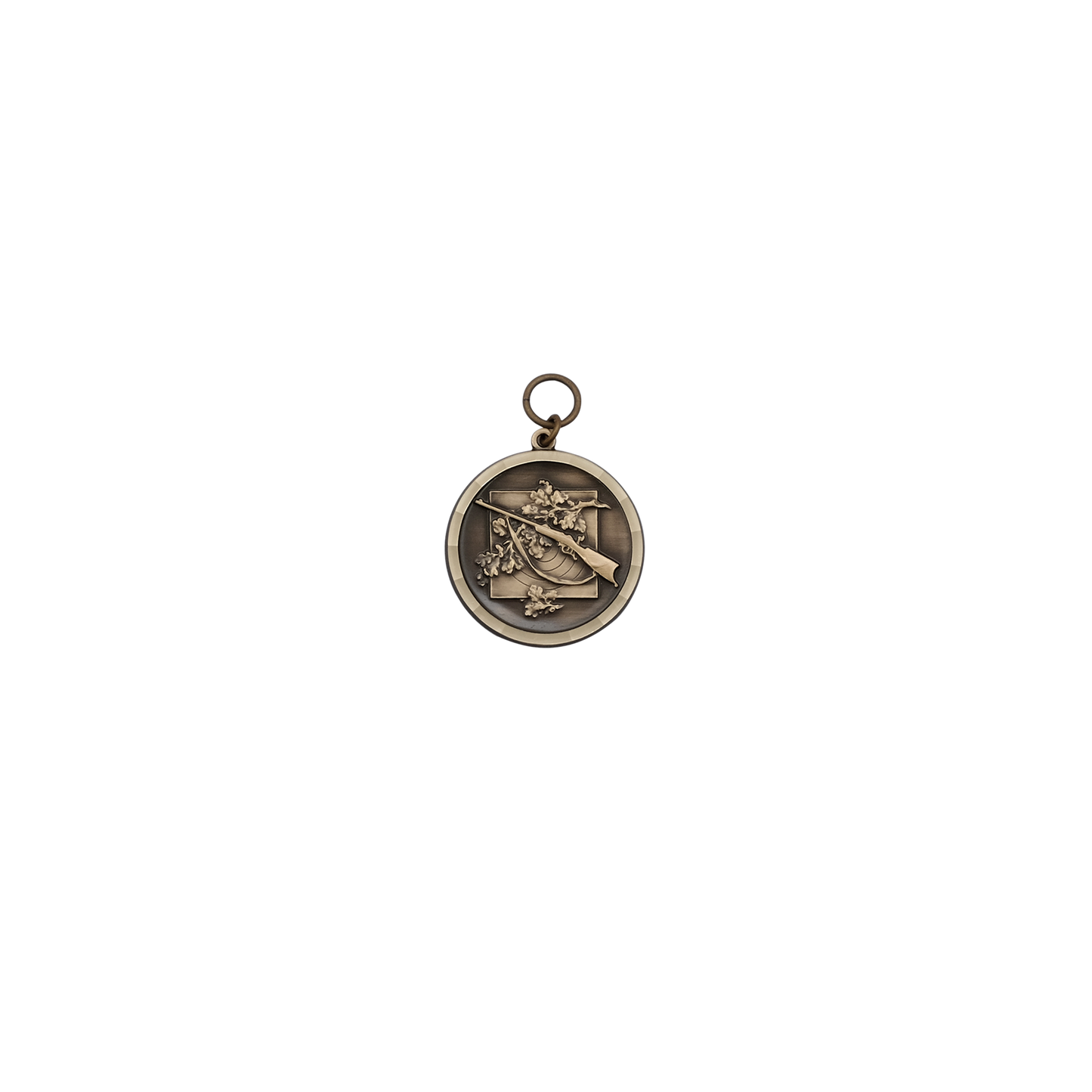 Medaille, Messing, bronzefarbig, mit Öse(n) und Ring(en)