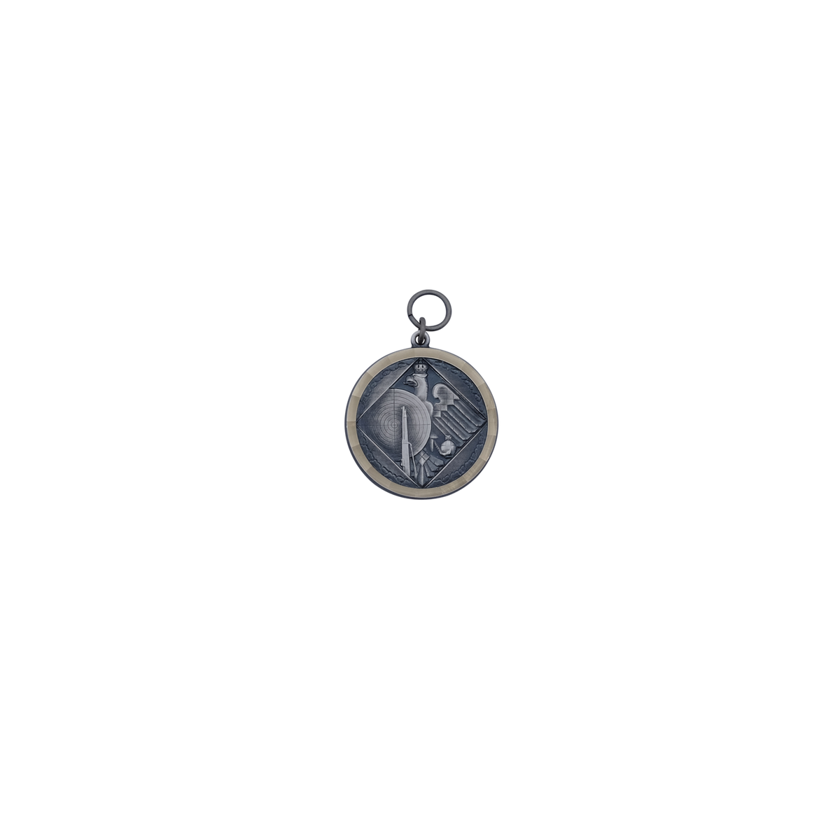 Medaille, Messing, altsilber, mit Öse(n) und Ring(en)