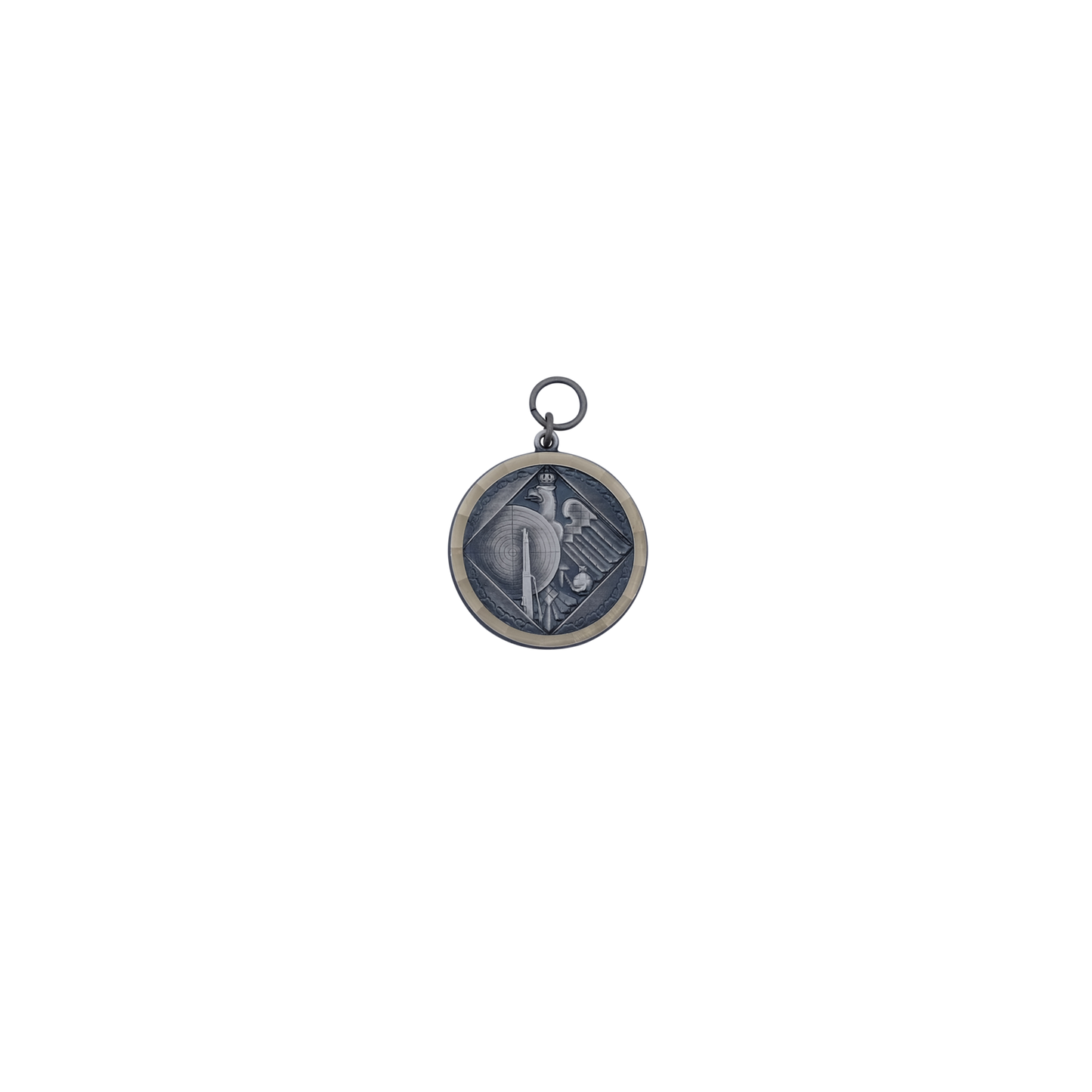 Medaille, Messing, altsilber, mit Öse(n) und Ring(en)