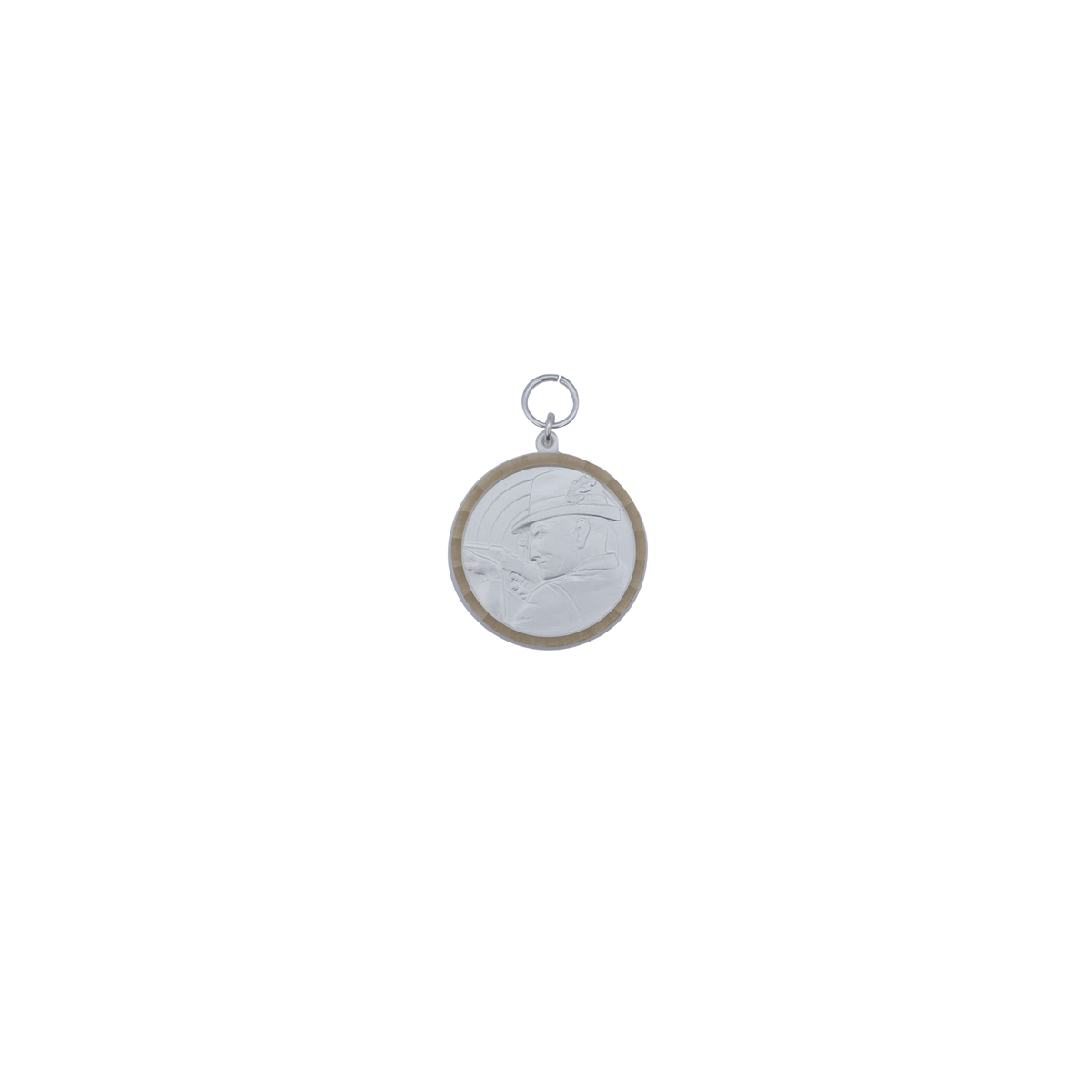 Medaille, Messing, versilbert, mit Öse(n) und Ring(en)