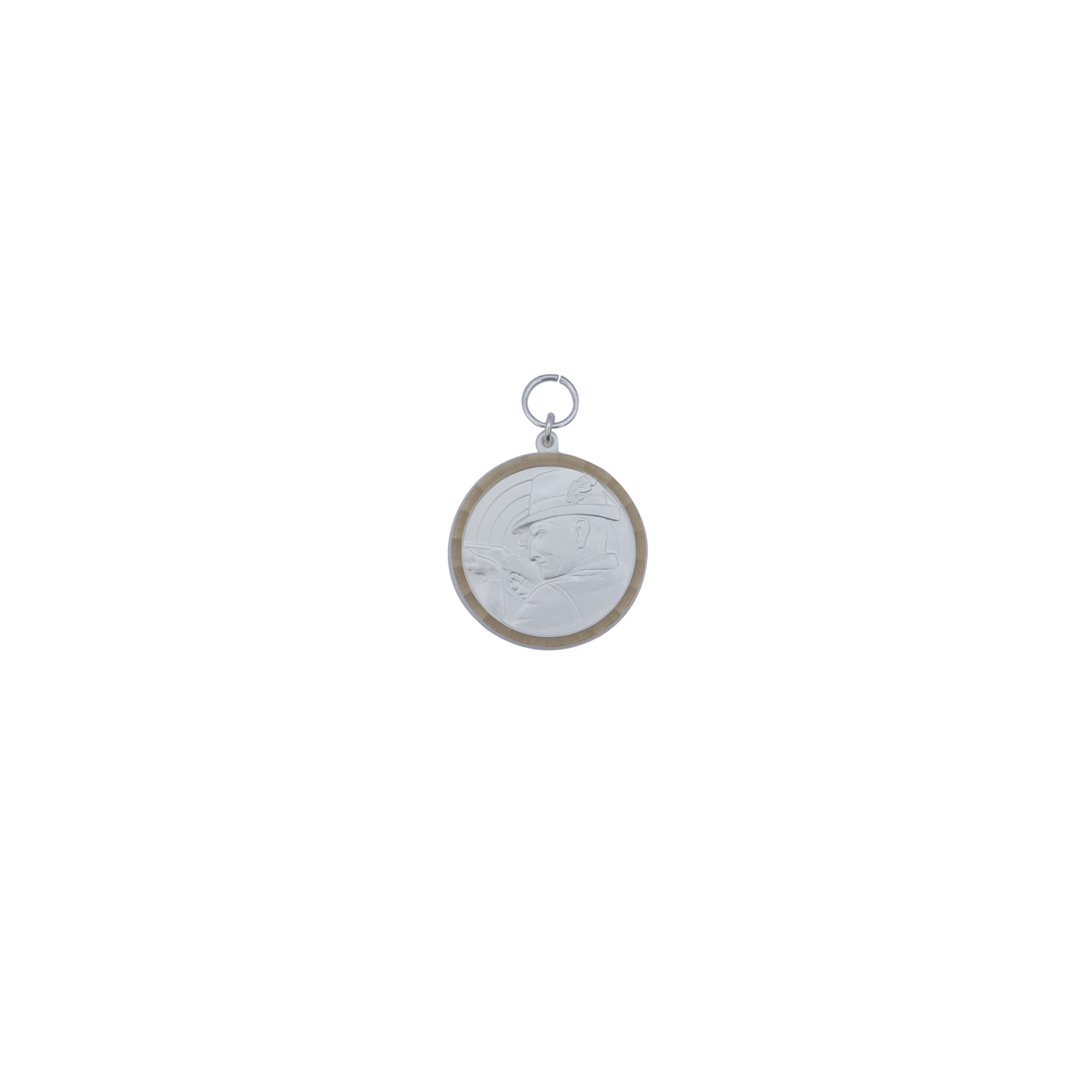 Medaille, Messing, versilbert, mit Öse(n) und Ring(en)