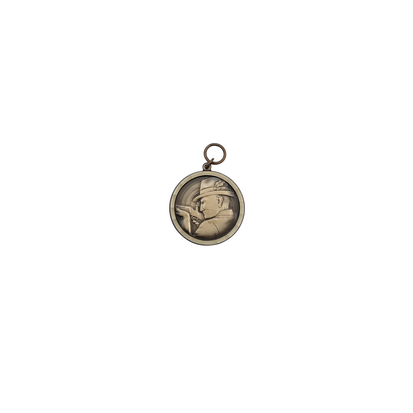 Medaille, Messing, bronzefarbig, mit Öse(n) und Ring(en)