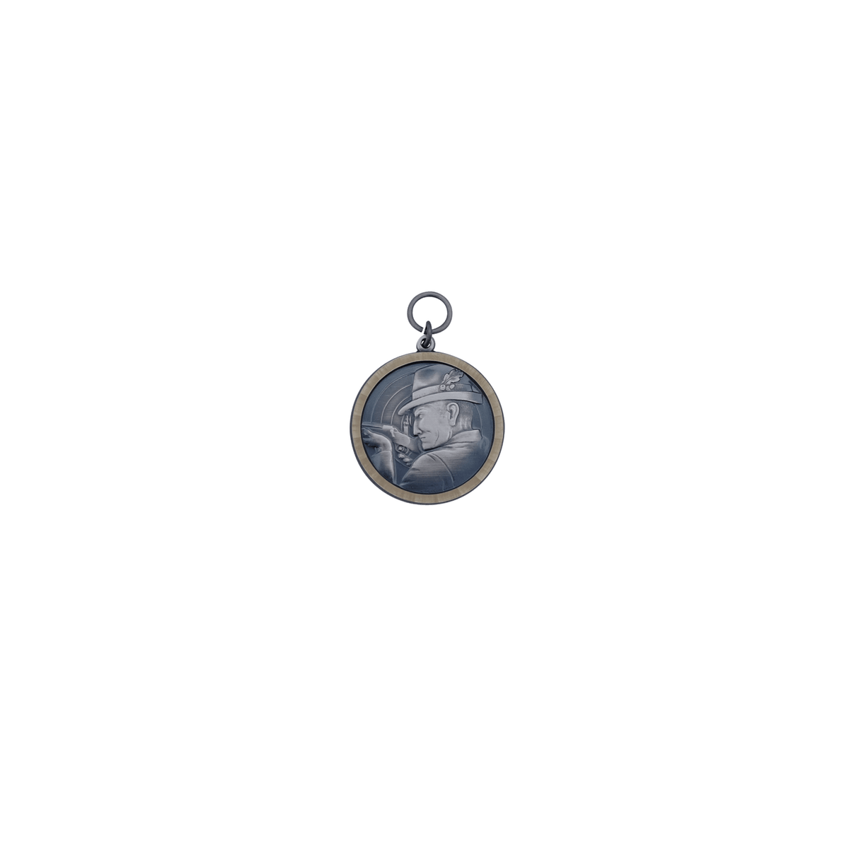 Medaille, Messing, altsilber, mit Öse(n) und Ring(en)