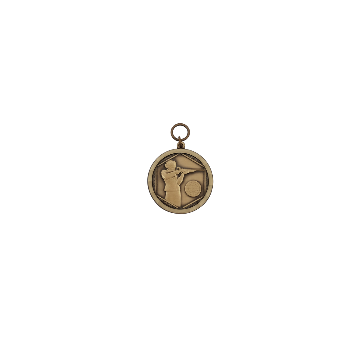 Medaille, Messing, bronzefarbig, mit Öse(n) und Ring(en)