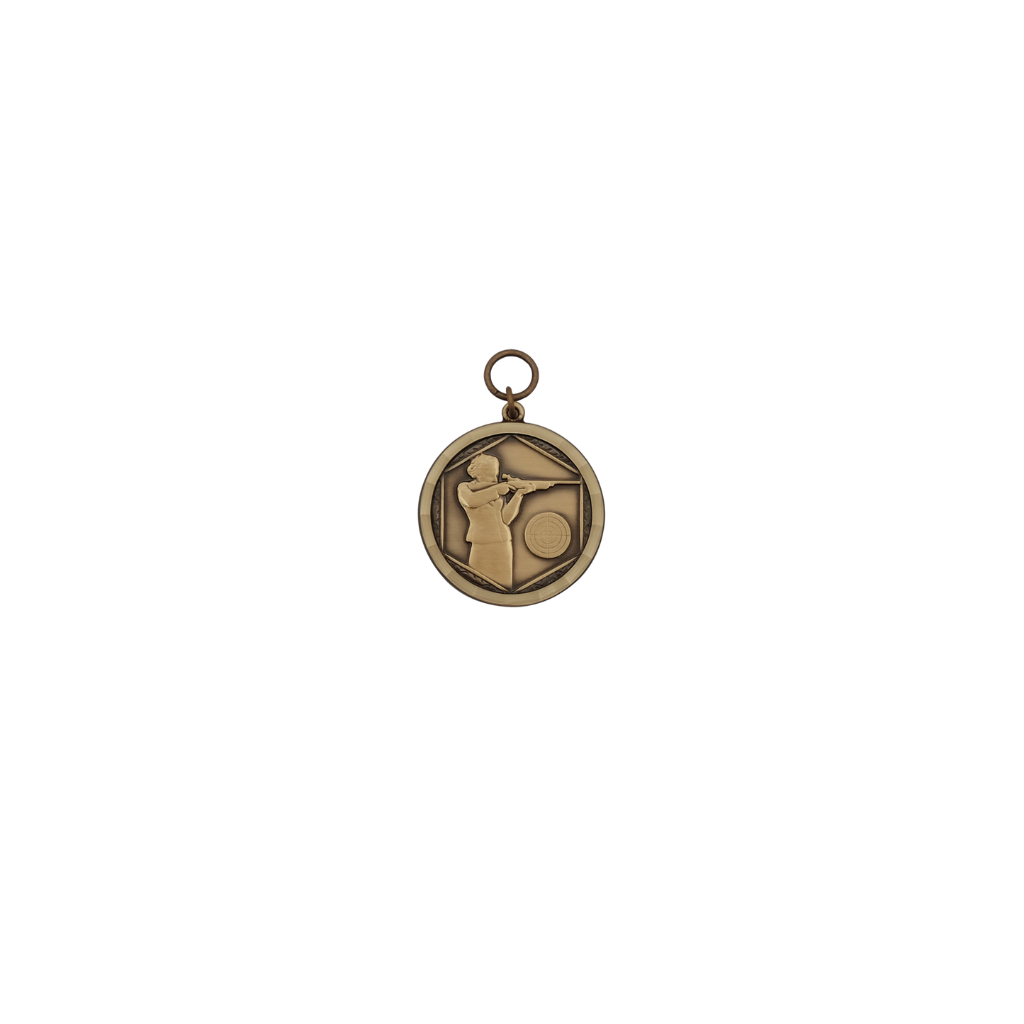 Medaille, Messing, bronzefarbig, mit Öse(n) und Ring(en)