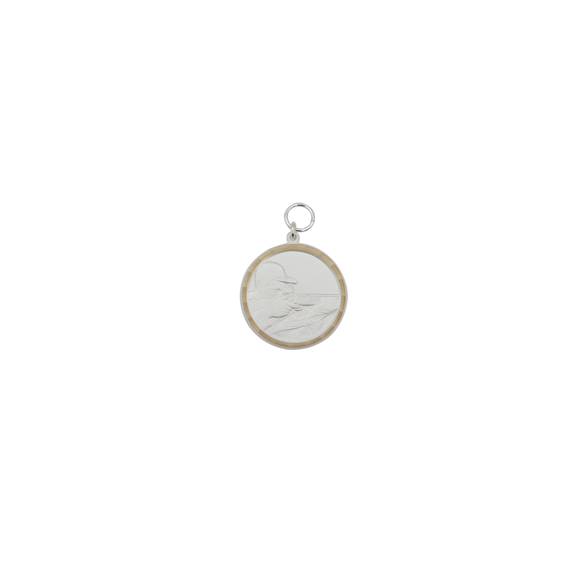 Medaille, Messing, versilbert, mit Öse(n) und Ring(en)